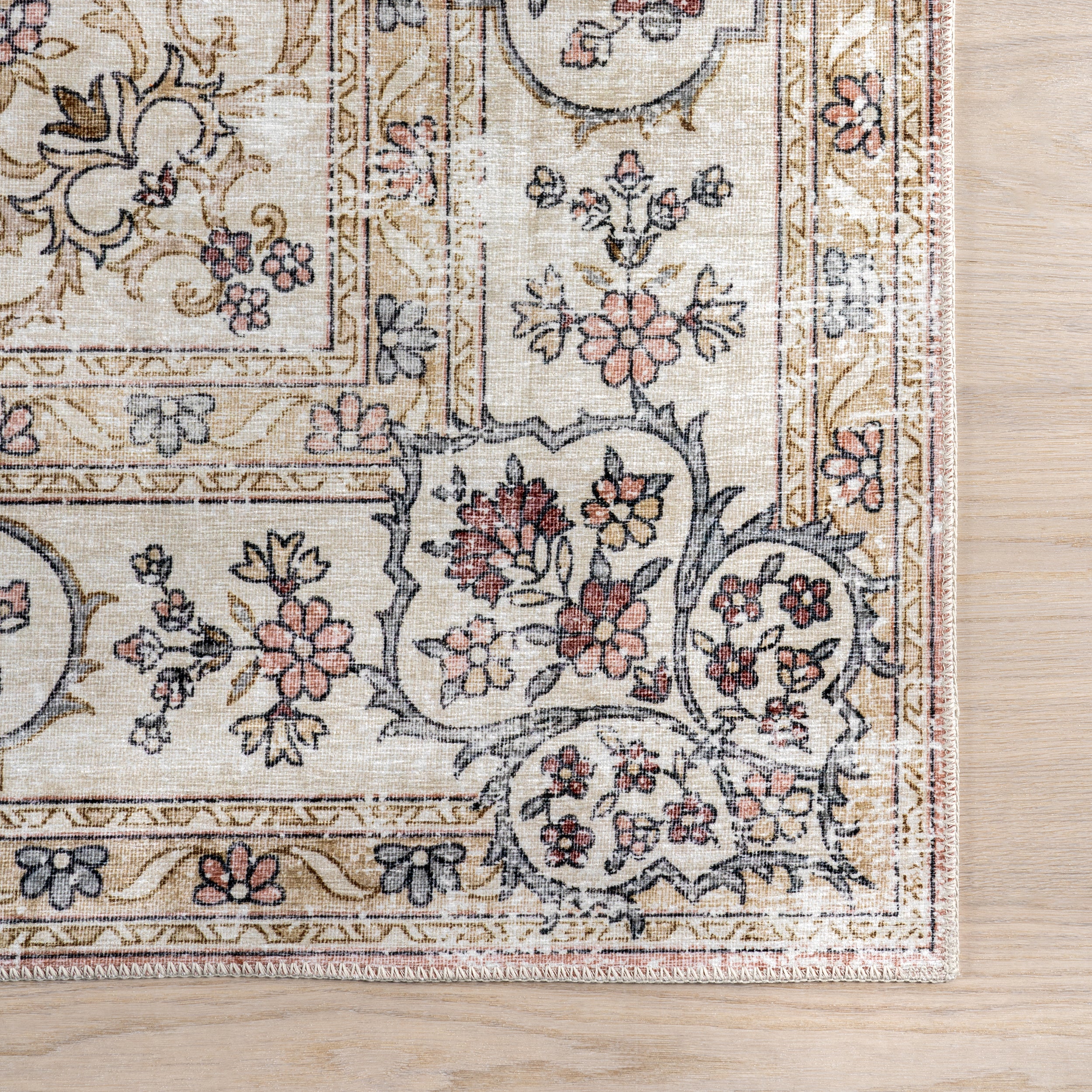 Teja SplashGuard Persian Medallion Machine Washable Area Rug - Image 6