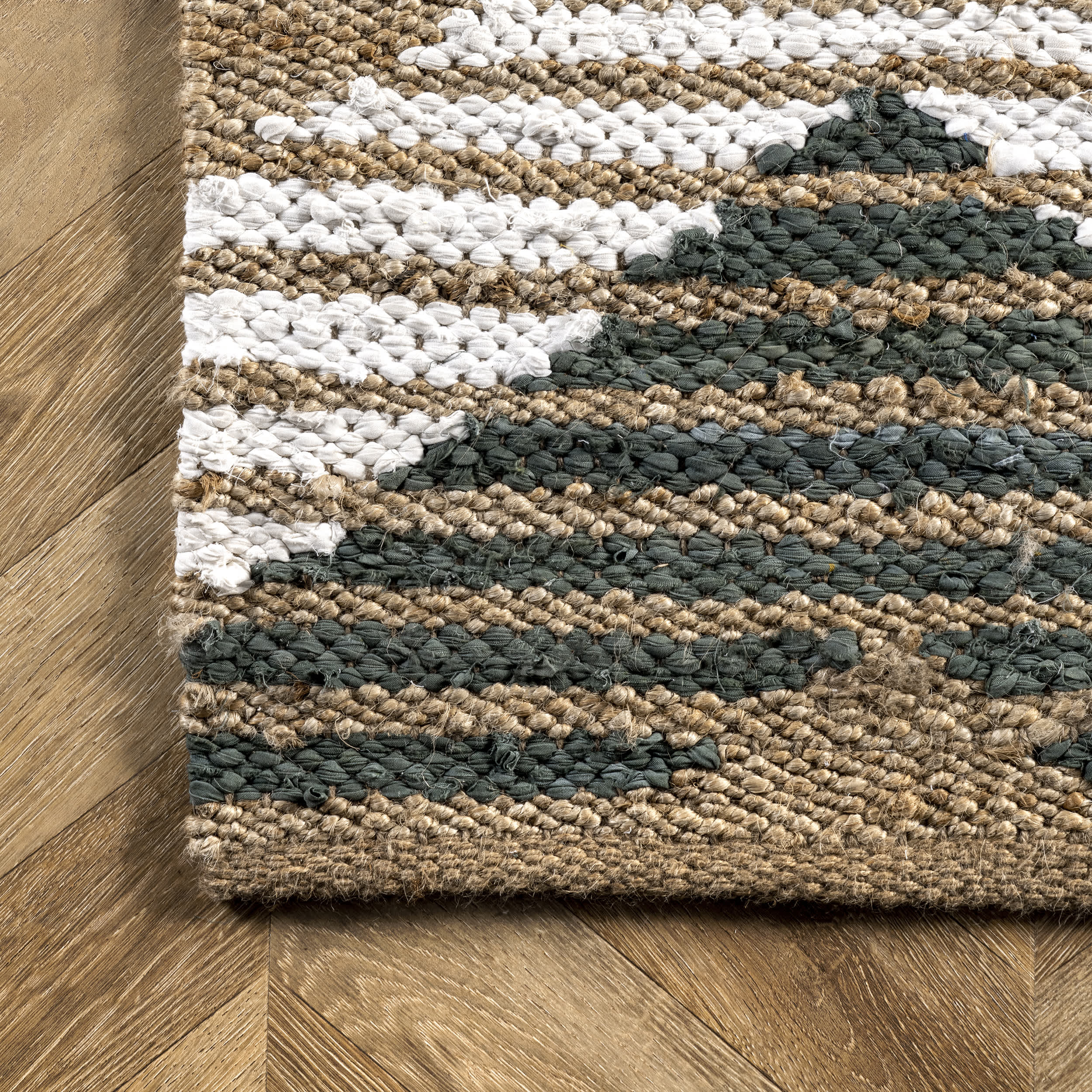 Hand Braided Marla Denim And Jute Diamonds - Image 25