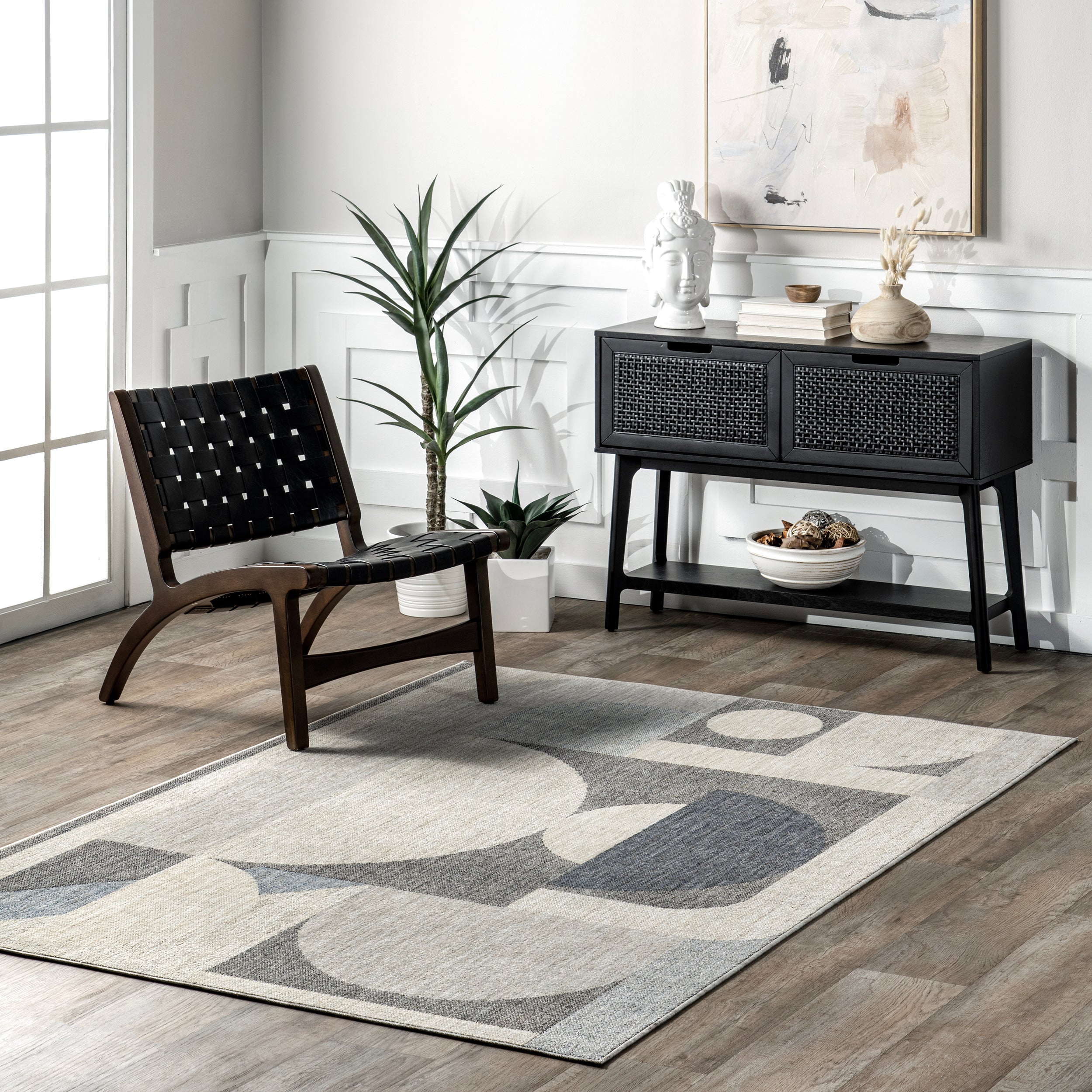 Rhona Modern Geometric Recycled Area Rug - Image 2