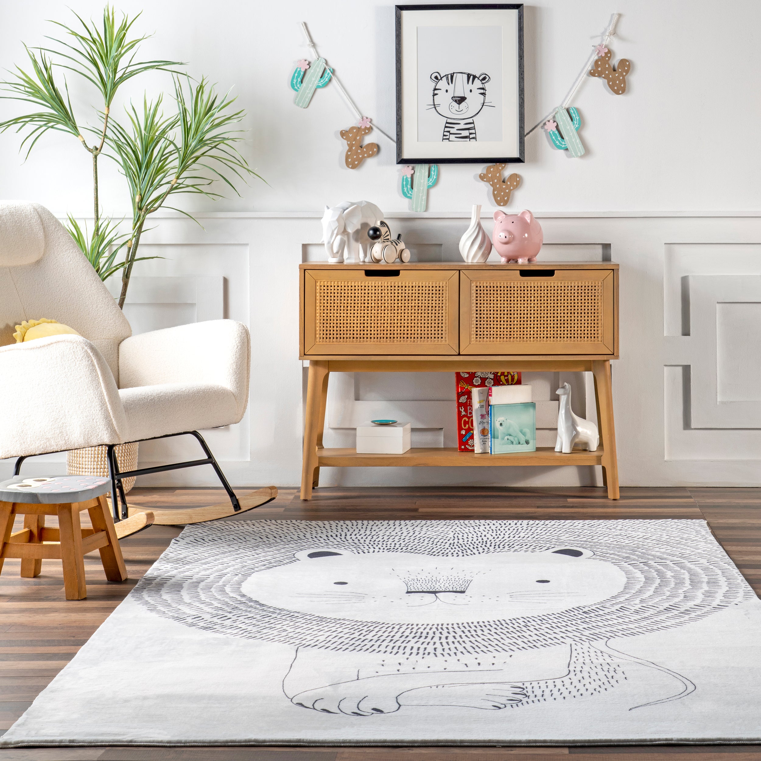 Kinslee Modern Lion Machine Washable Kids Area Rug - Image 8