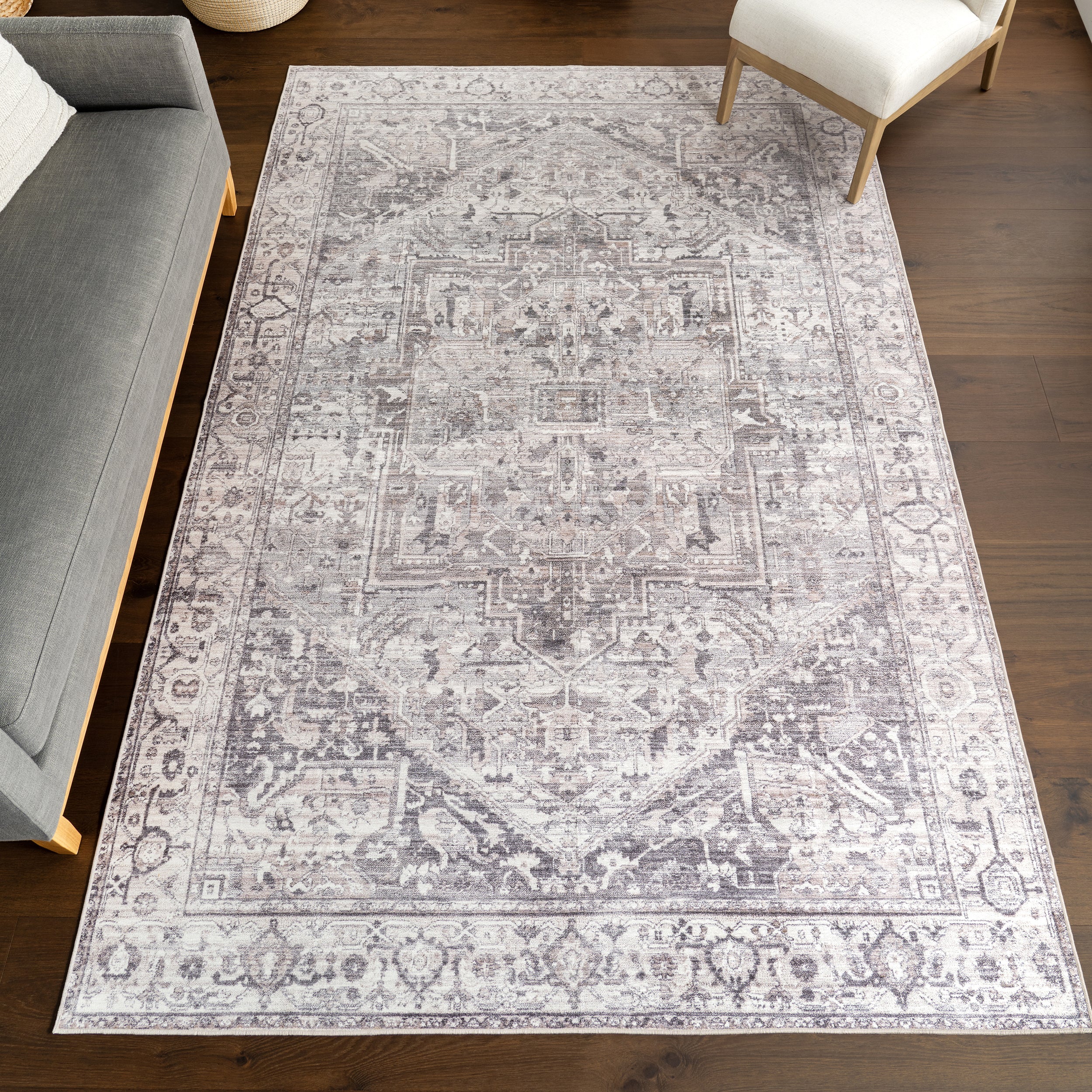 Vita SplashGuard Vintage Medallion Machine Washable Area Rug - Image 2