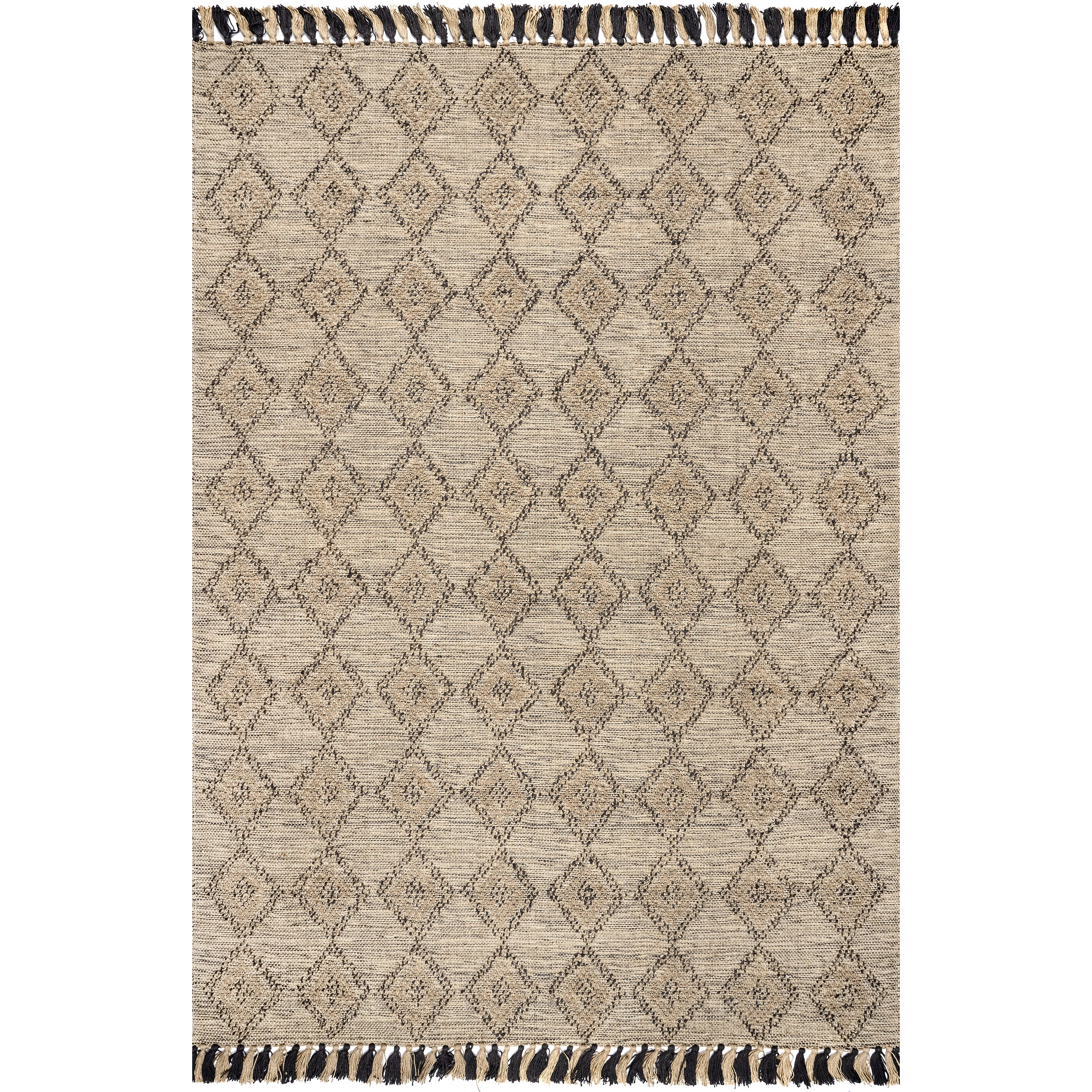 Britta Textured Diamond Tassel Area Rug