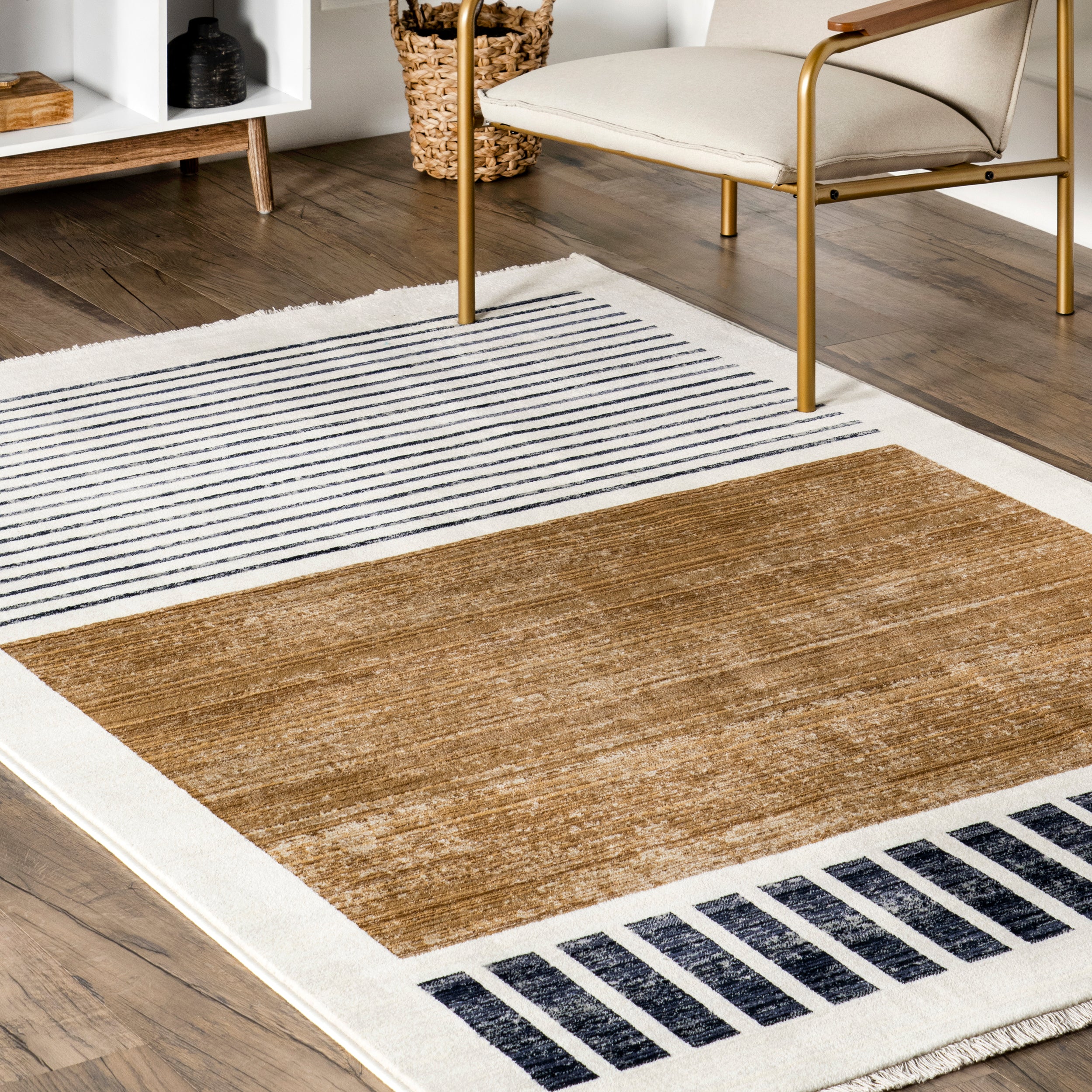 Keeva Modern Striped Fringe Area Rug - Image 9
