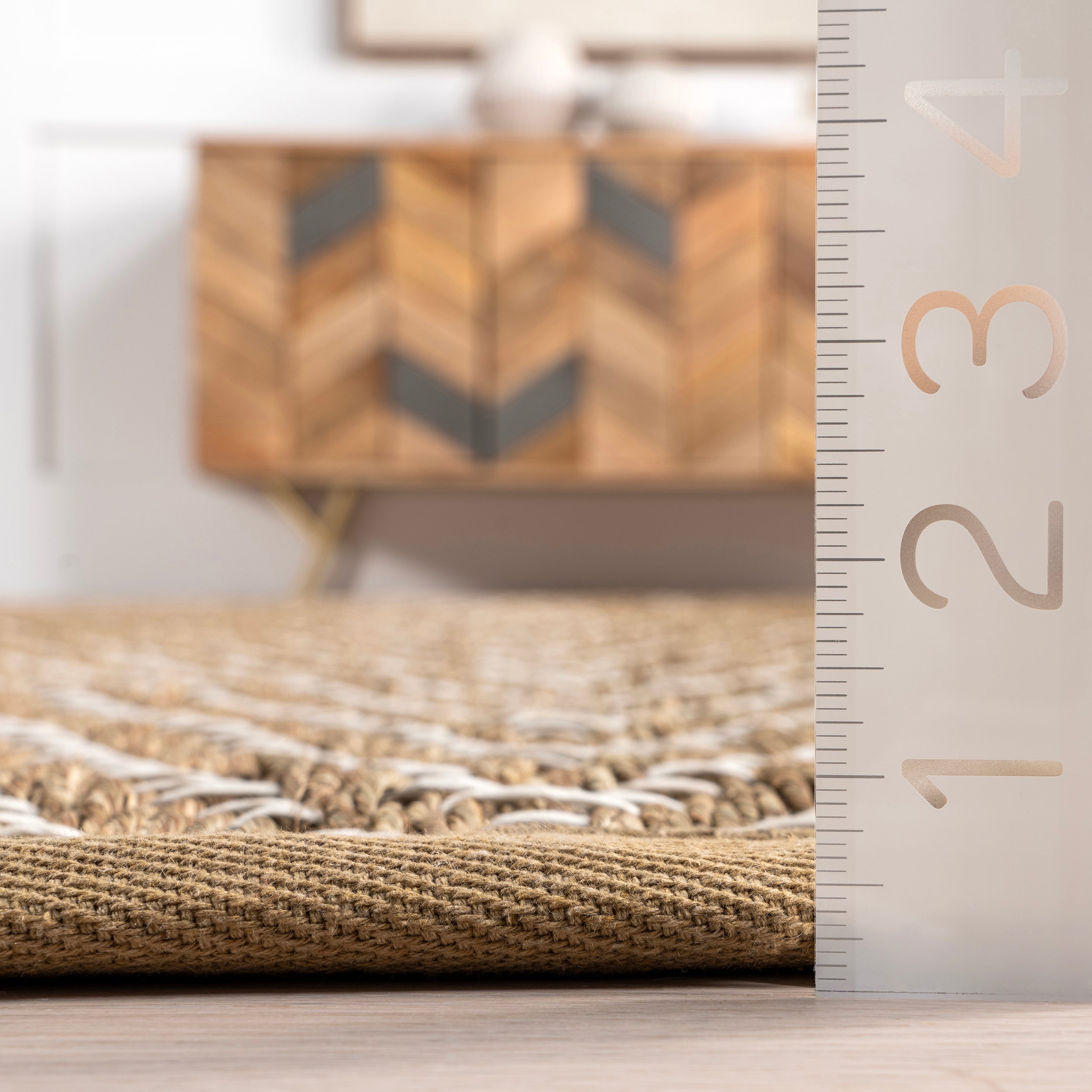 Meara Geometric Striped Seagrass Area Rug - Image 3