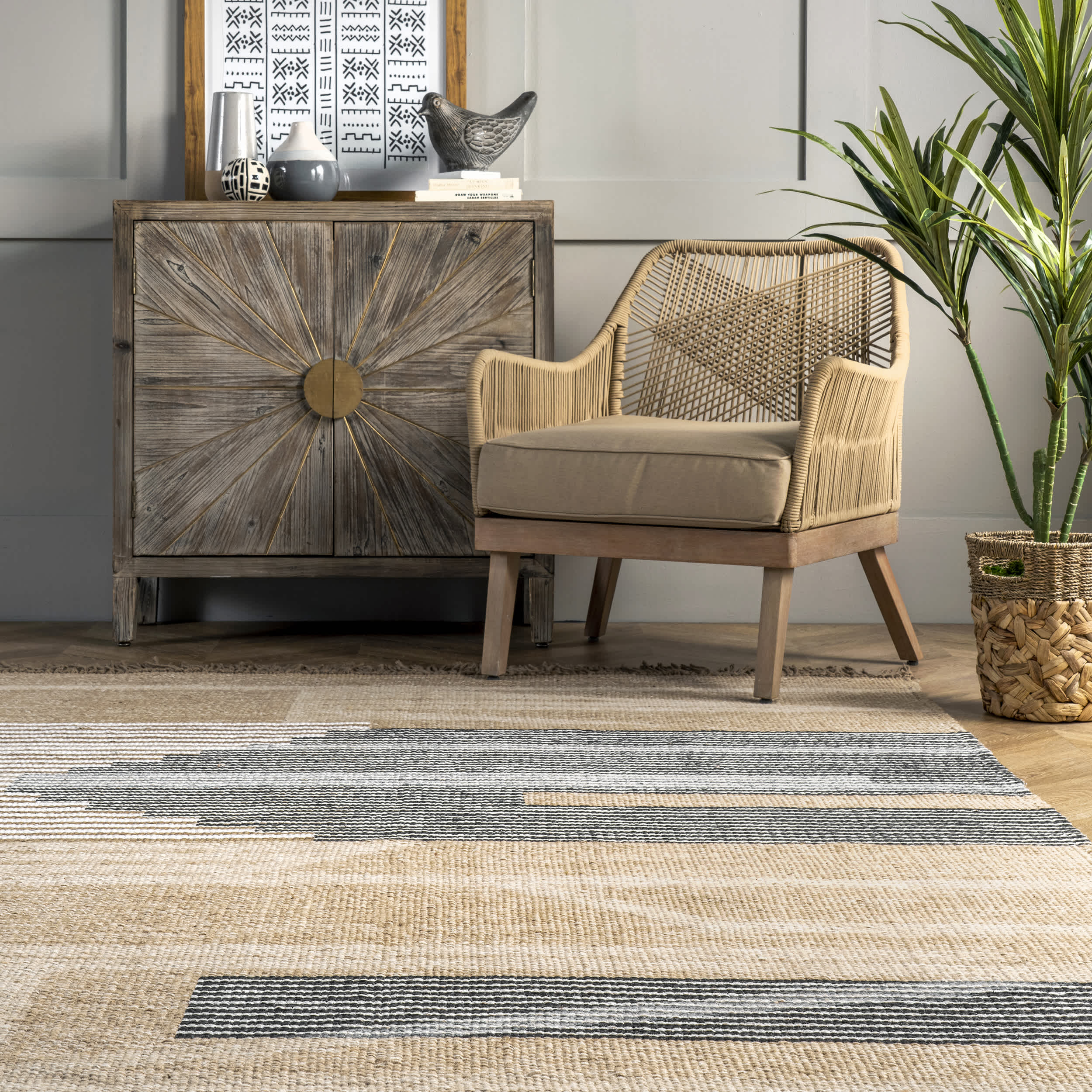 Vida Hand Woven Abstract Jute Tassel Area Rug - Image 8