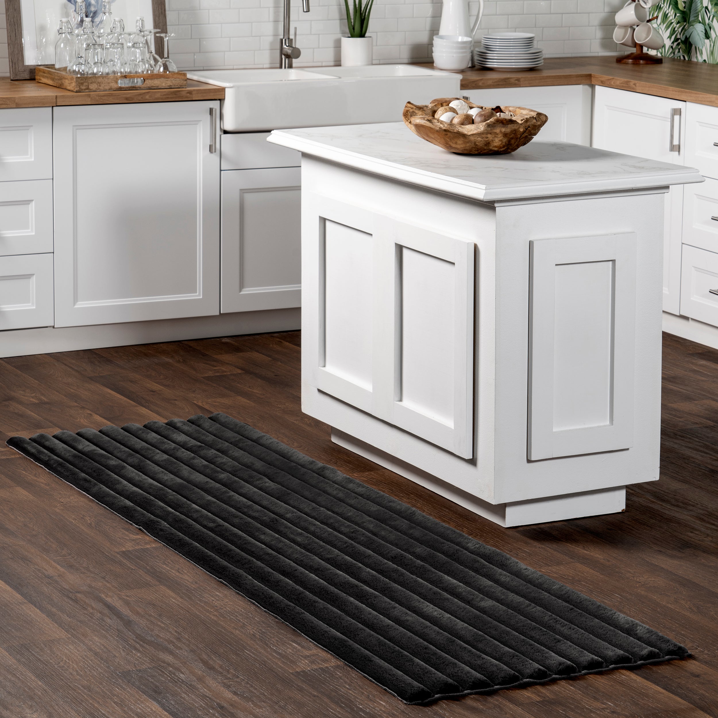 Kai Stripe Faux Rabbit Machine Washable Area Rug - Image 20