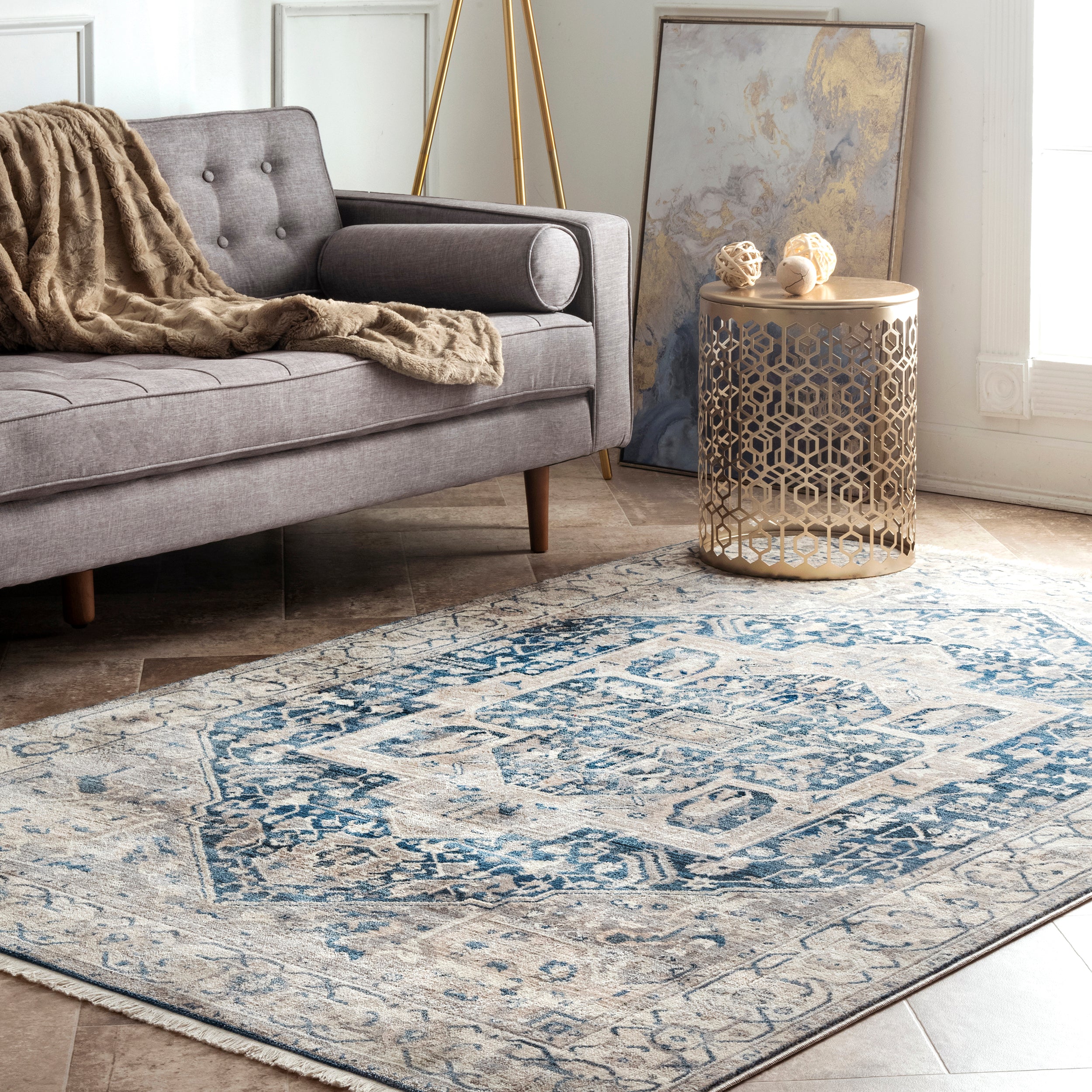 Harriet Vintage Medallion Fringe Area Rug - Image 2