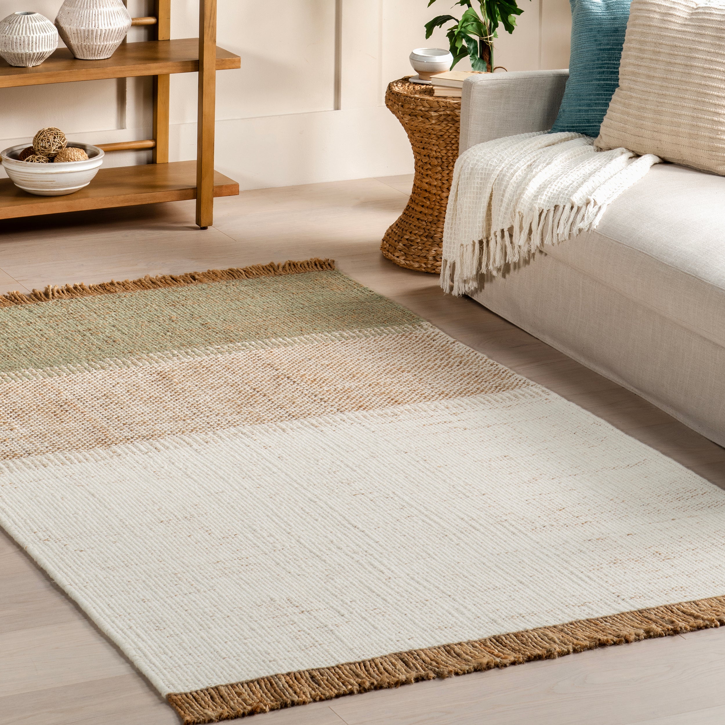Nanala Bold Striped Jute Tasseled Area Rug - Image 9