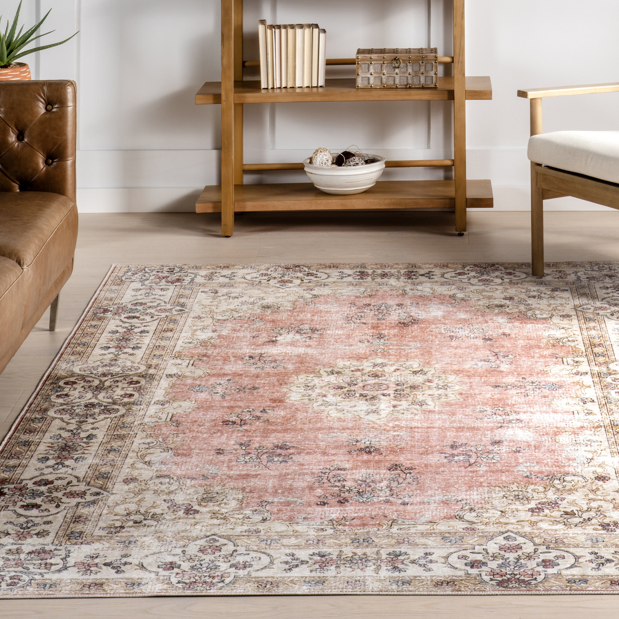 Teja SplashGuard Persian Medallion Machine Washable Area Rug - Image 9