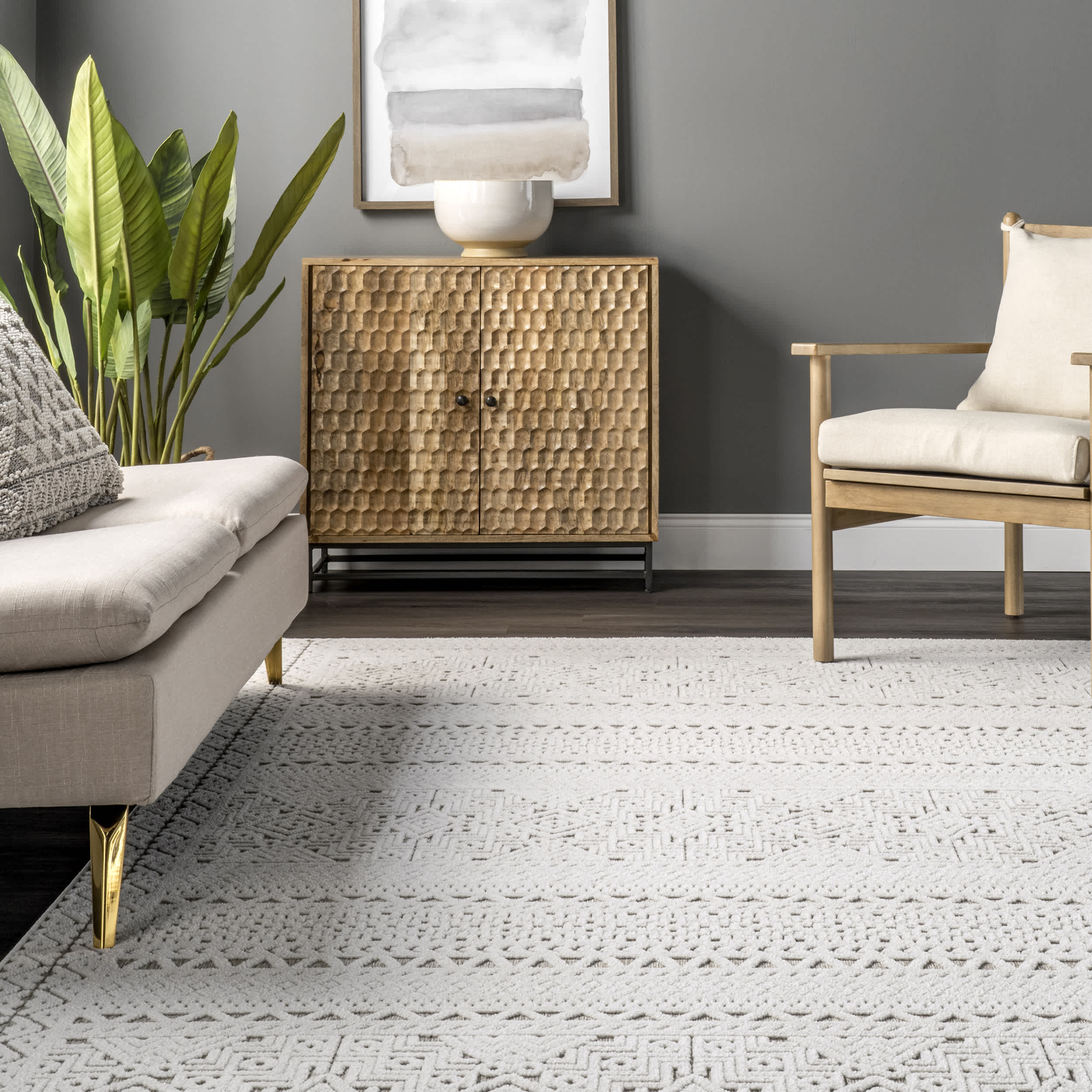 Valerie Textured Geometric Tribal Indoor/Outdoor Area Rug - Image 8