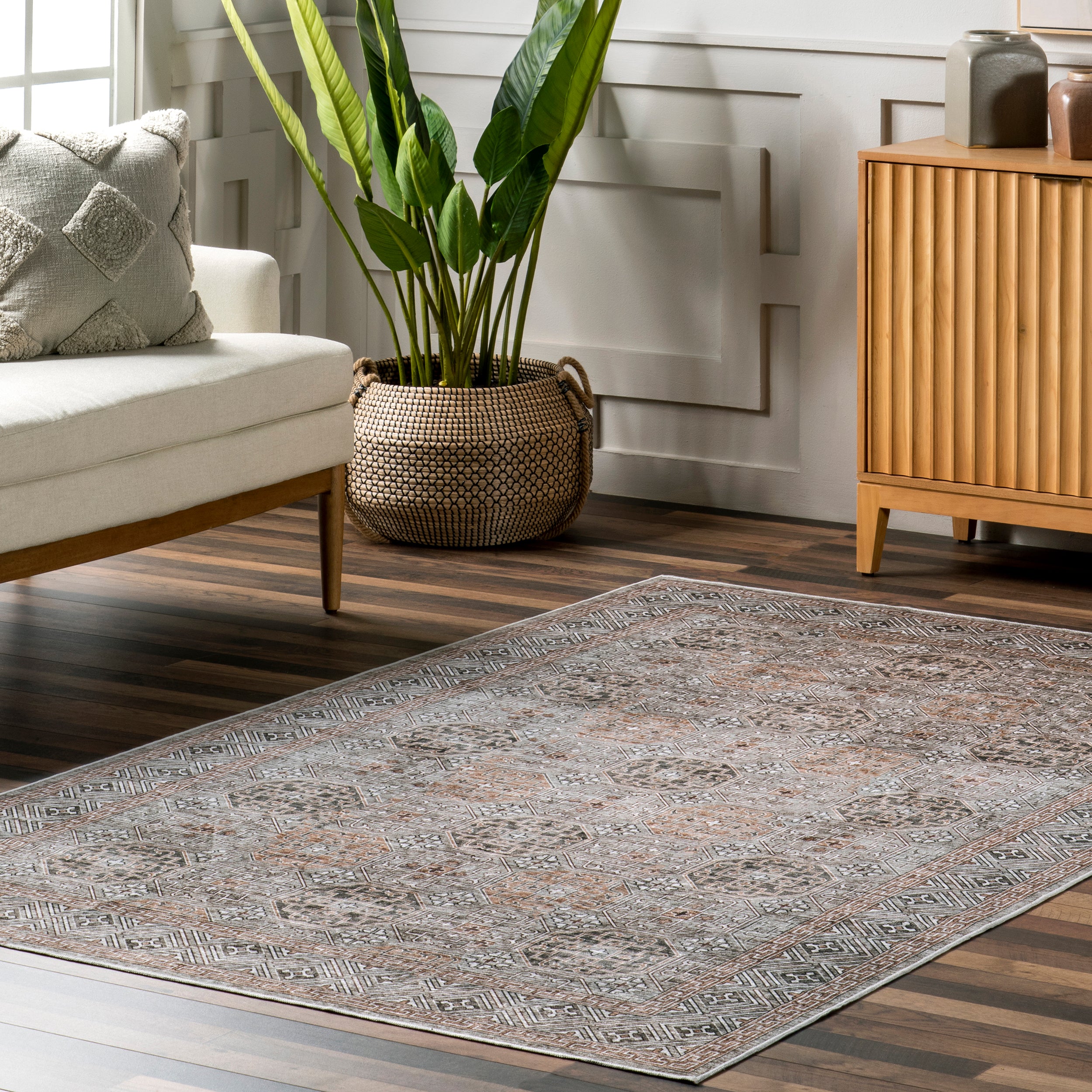 Xenia Faded Transitional Machine Washable Area Rug - Image 9