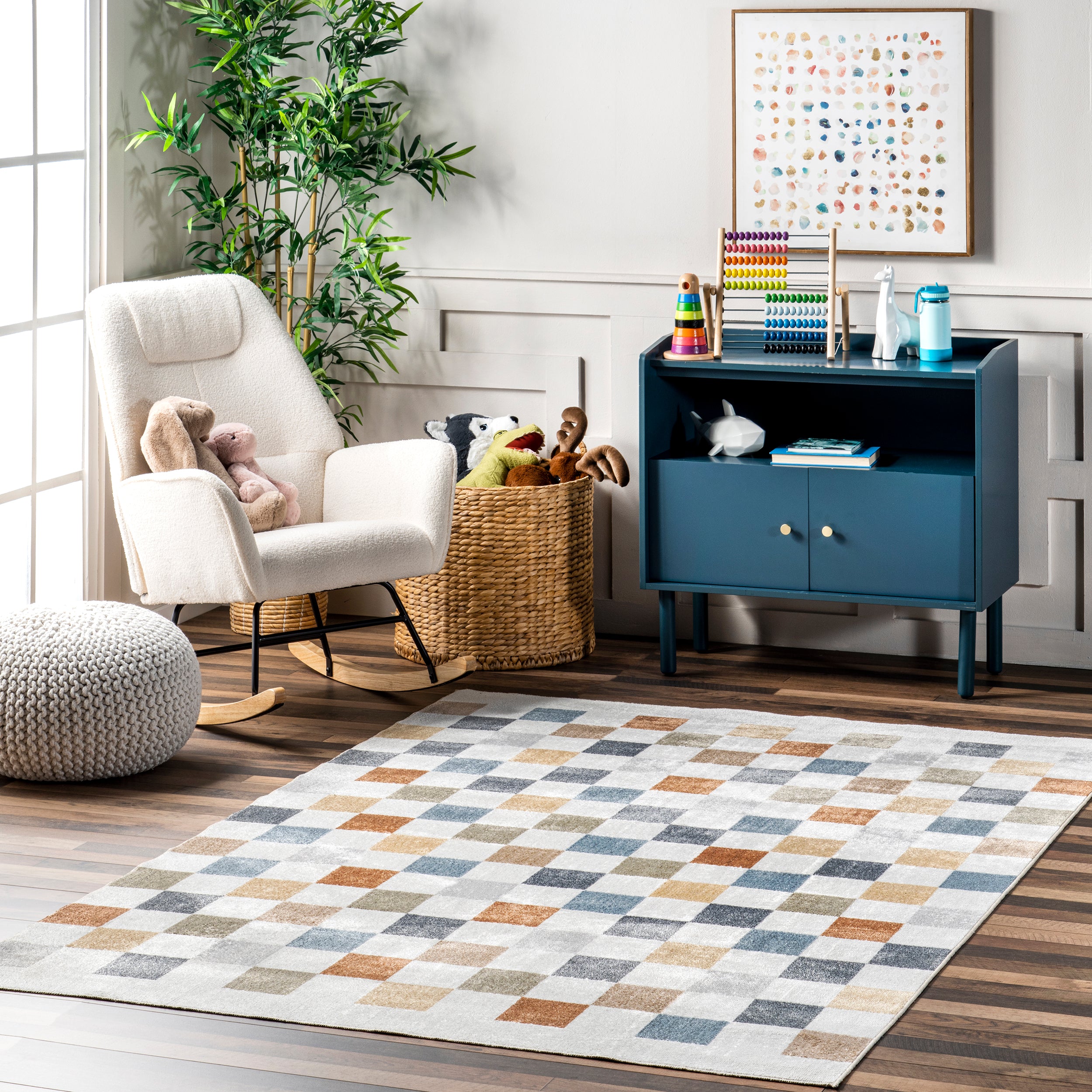 Naya Checkered Machine Washable Area Rug - Image 2