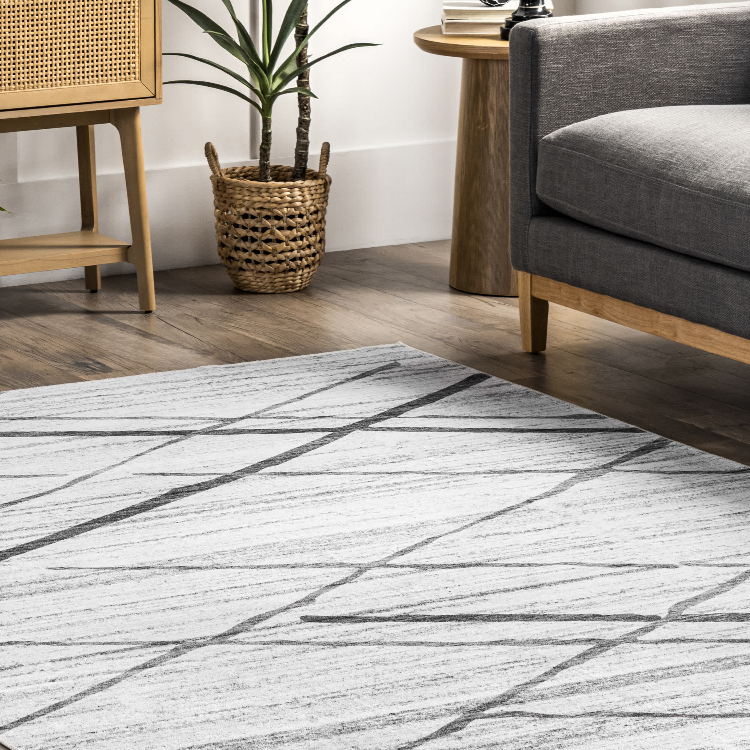 Trellis Stripes Machine Washable Area Rug - Image 9