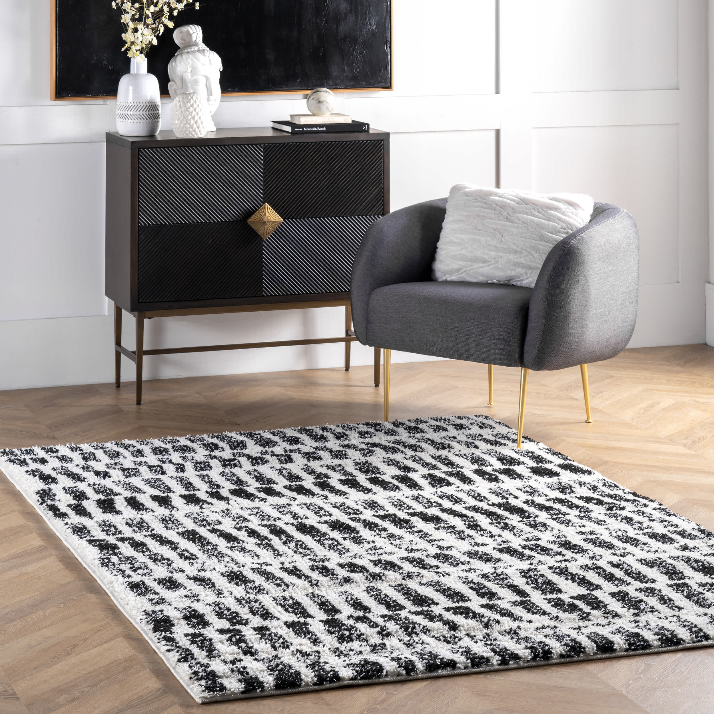 Zoey Distressed Dash Shag Area Rug - Image 2
