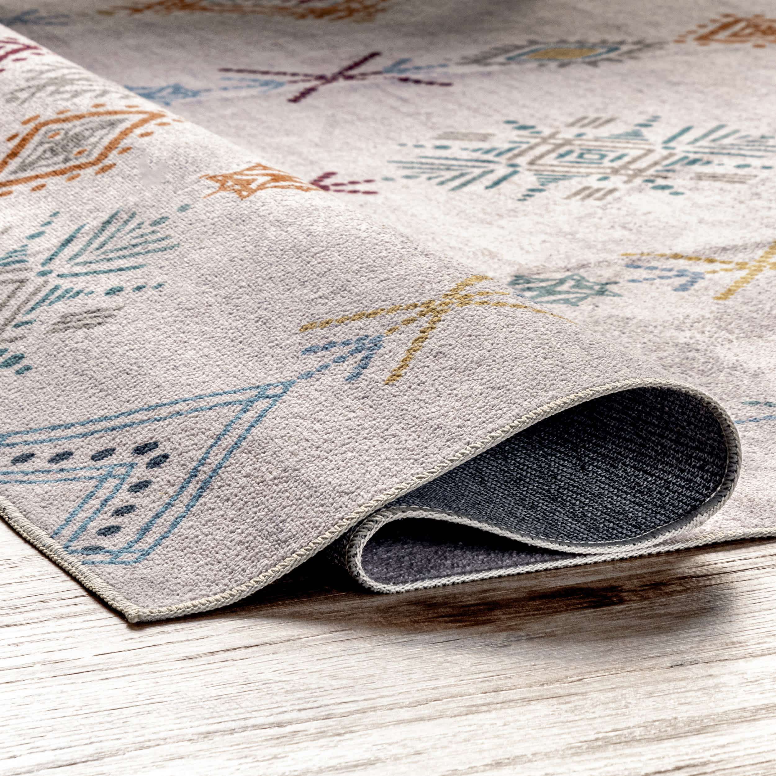 Kiya Machine Washable Moroccan Tribal Geometric Area Rug - Image 4