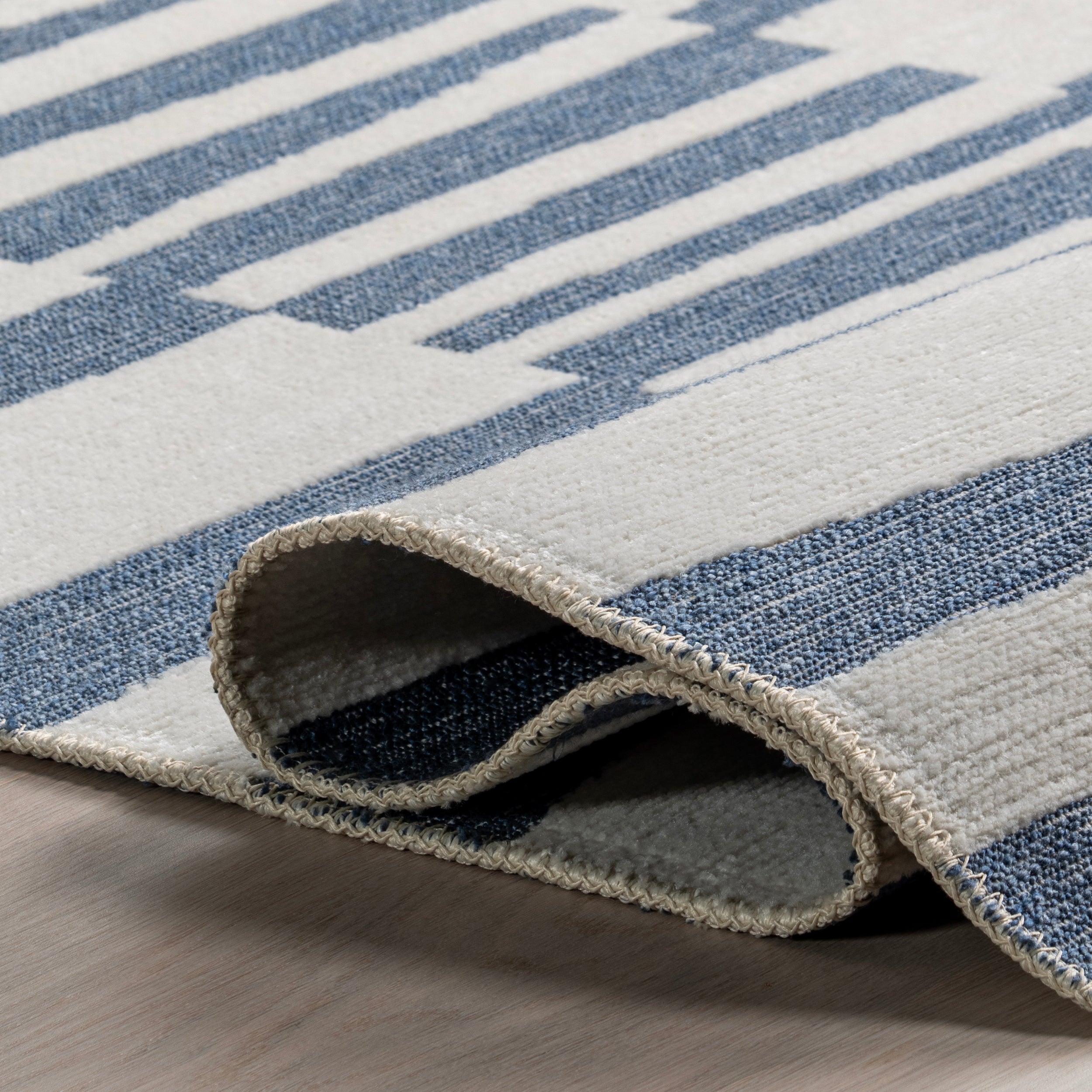 Kelcey Abstract Striped Machine Washable Area Rug - Image 4