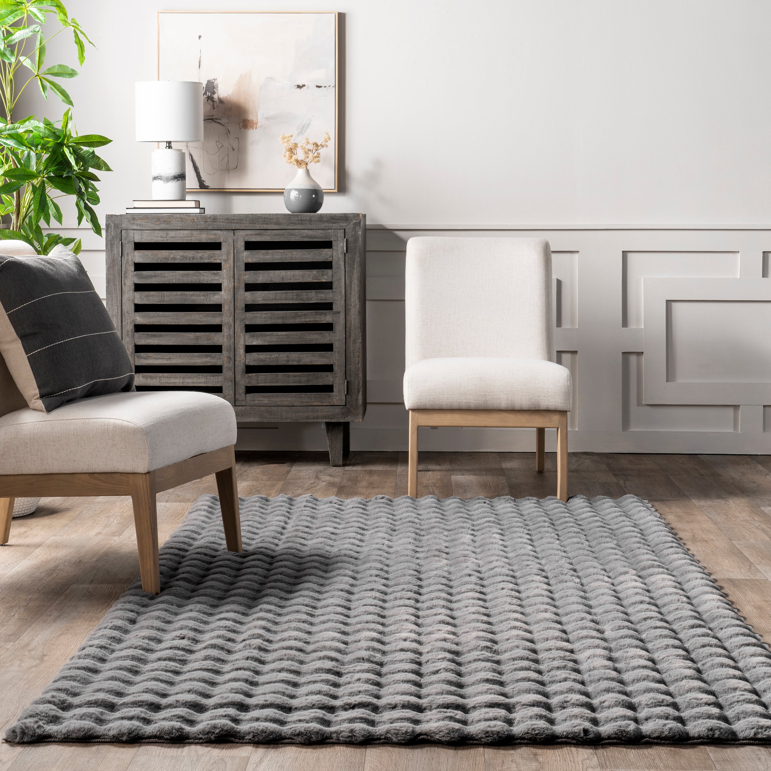 Jeni Solid Faux Rabbit Machine Washable Area Rug - Image 18