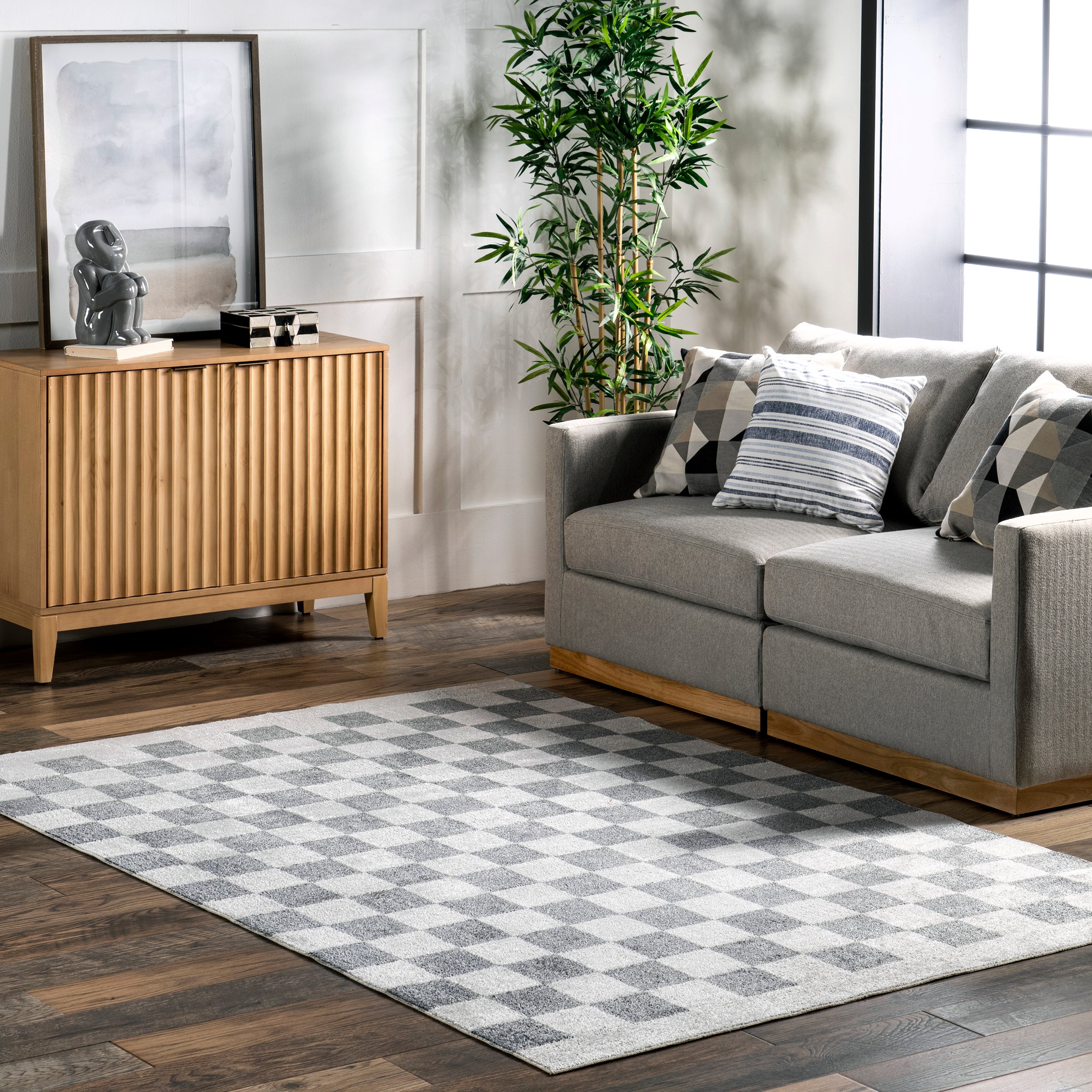 Naya Checkered Machine Washable Area Rug - Image 12