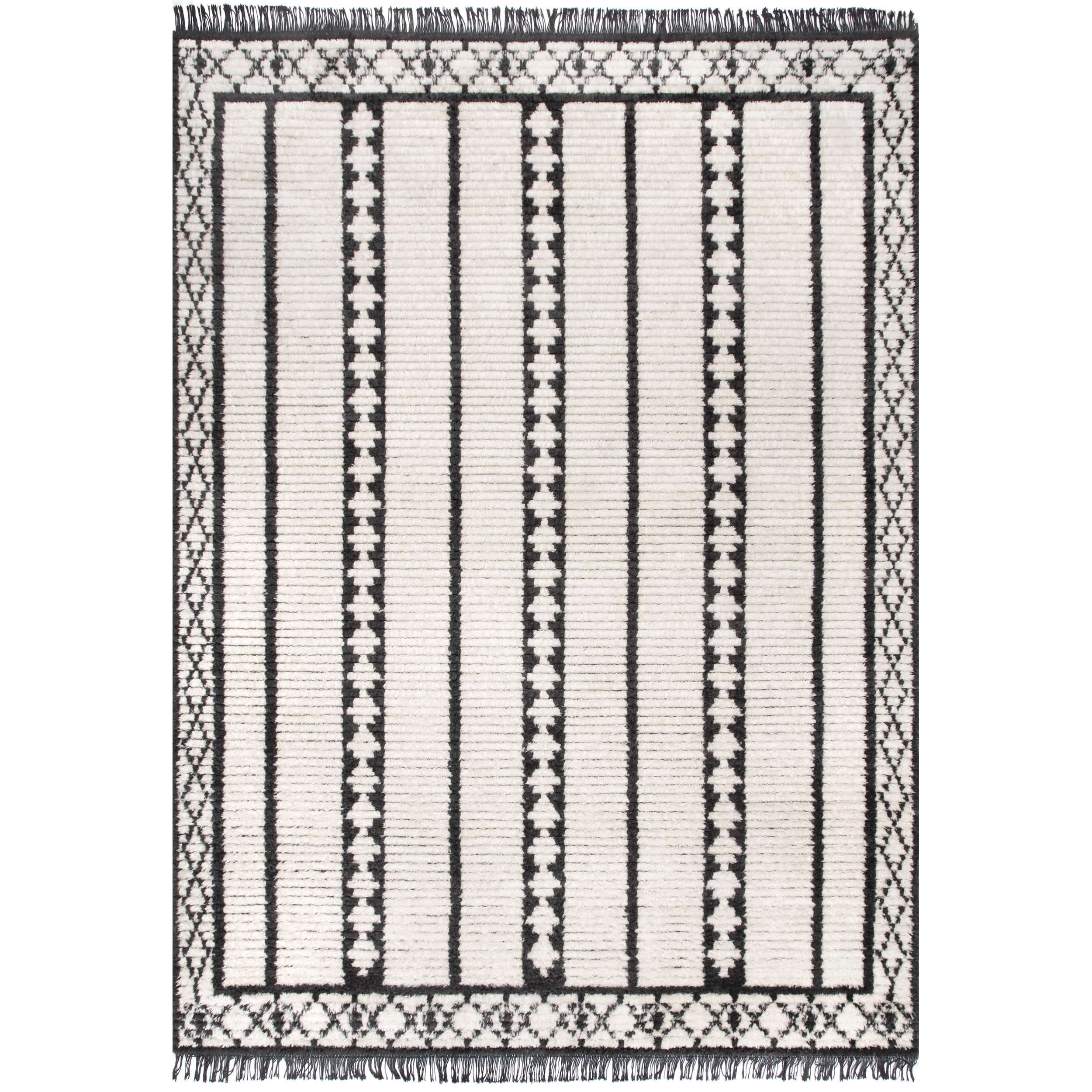 Caroline Tribal Stripe Soft Shag Fringe Area Rug
