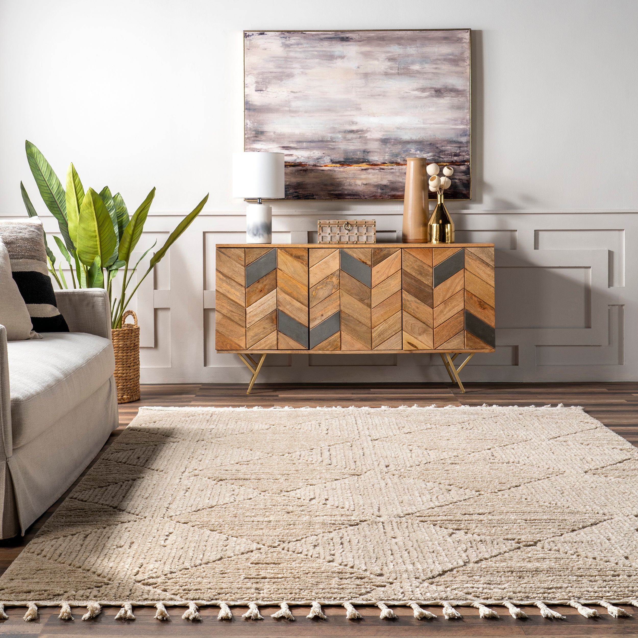 Kerry Textured Geometric Tasseled Area Rug - Image 27