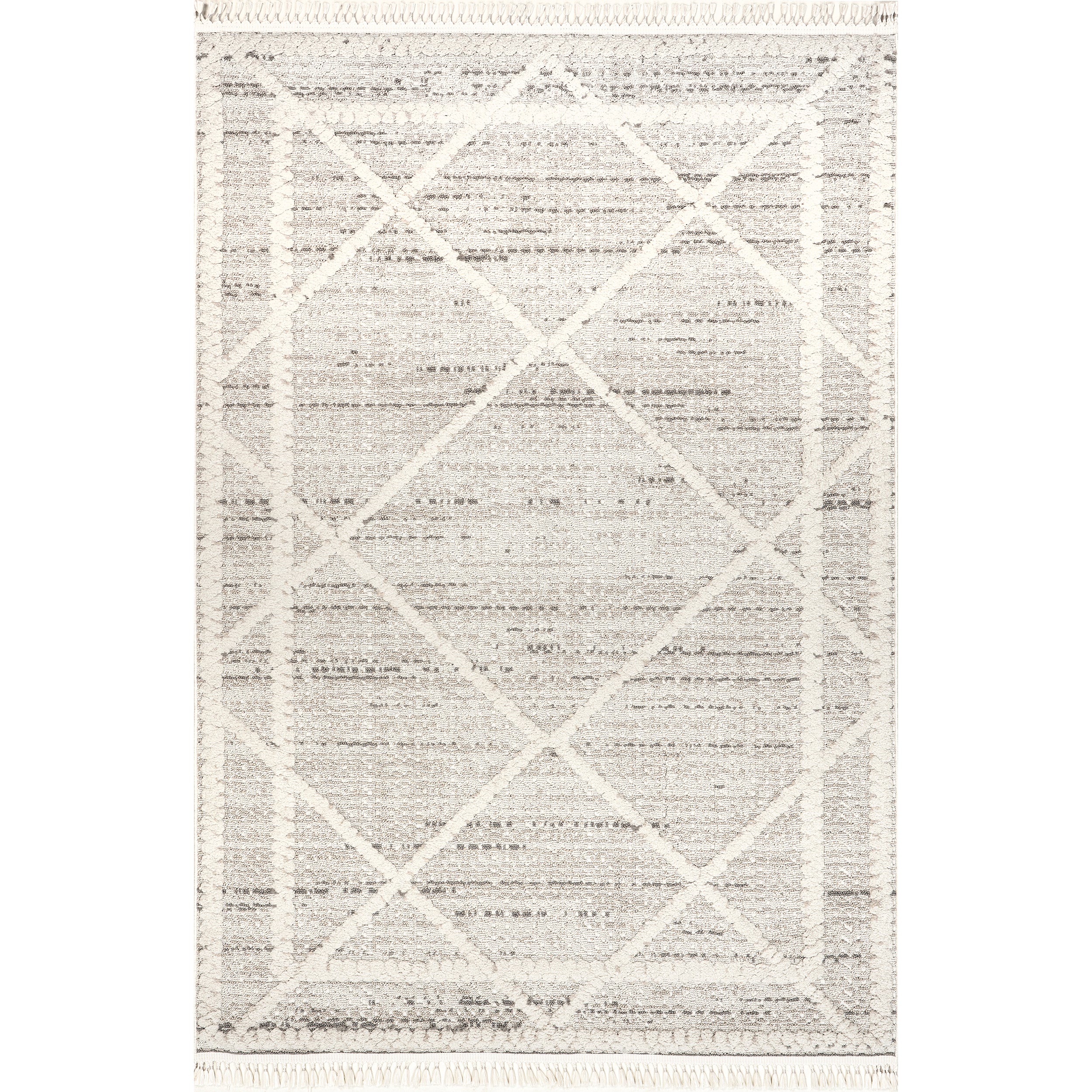 Dazi Moroccan Diamond High/Low Tasseled Area Rug