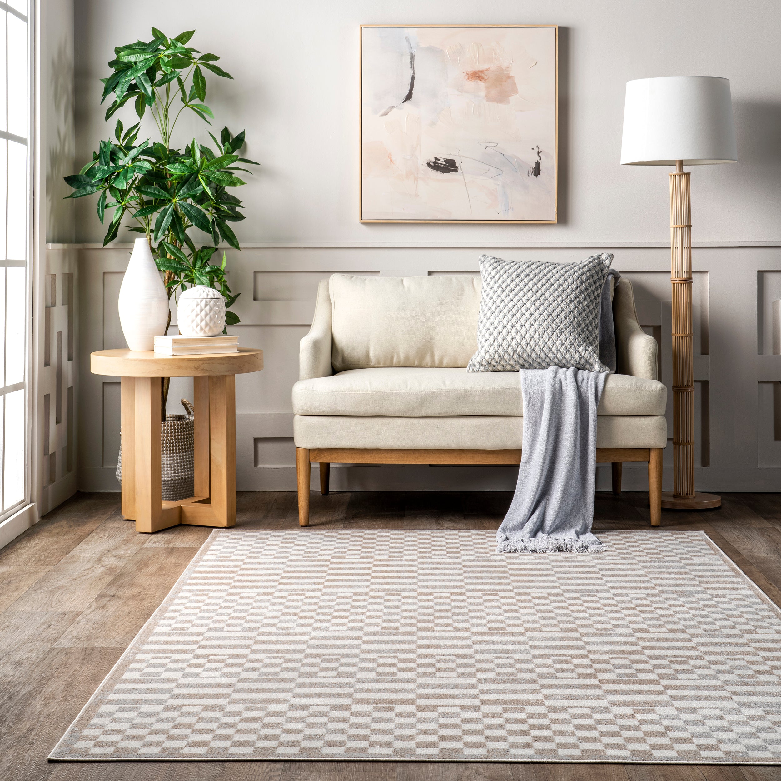 Nikita Faded Geometric Machine Washable Area Rug - Image 8