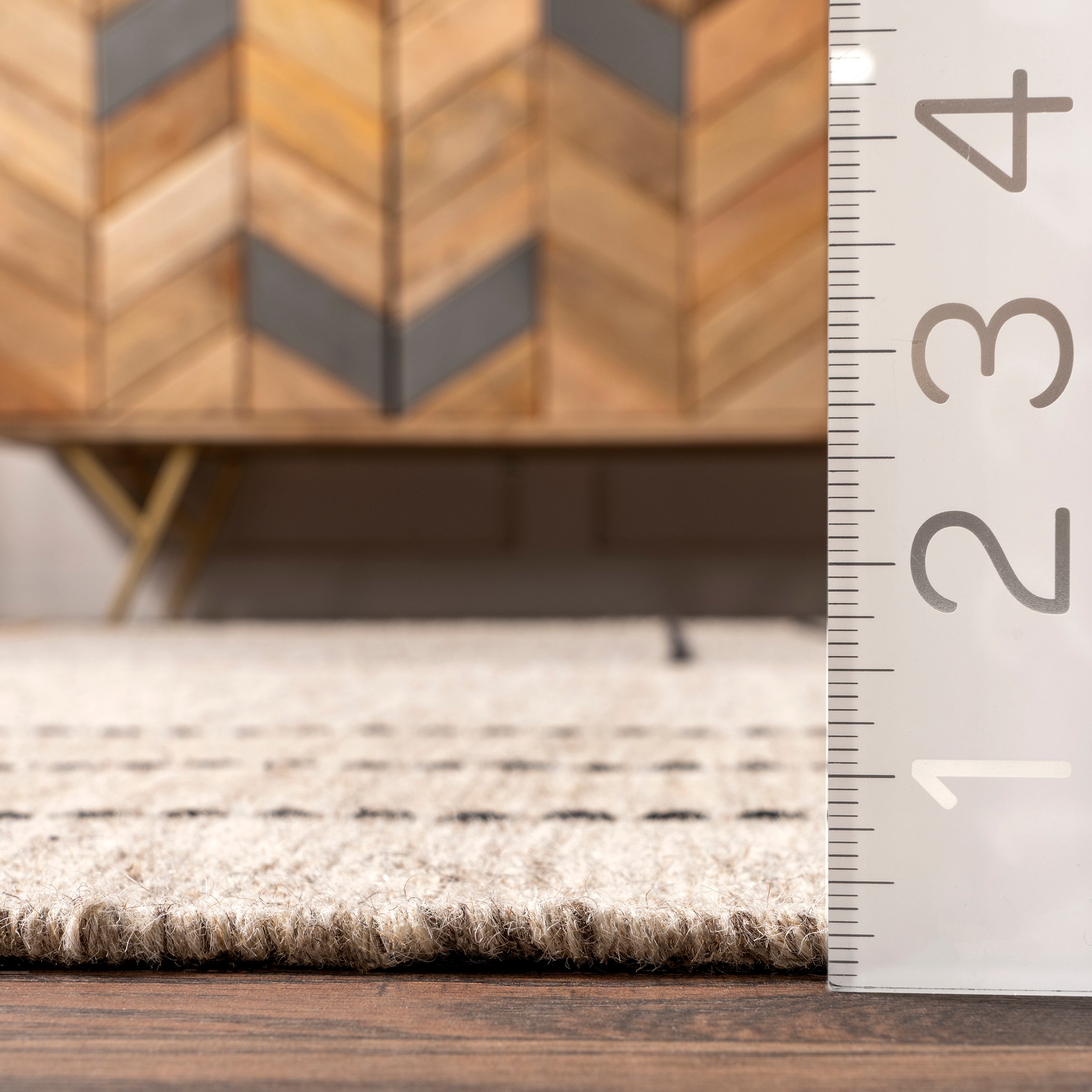 Karlene Modern Striped Wool Tasseled Area Rug - Image 3