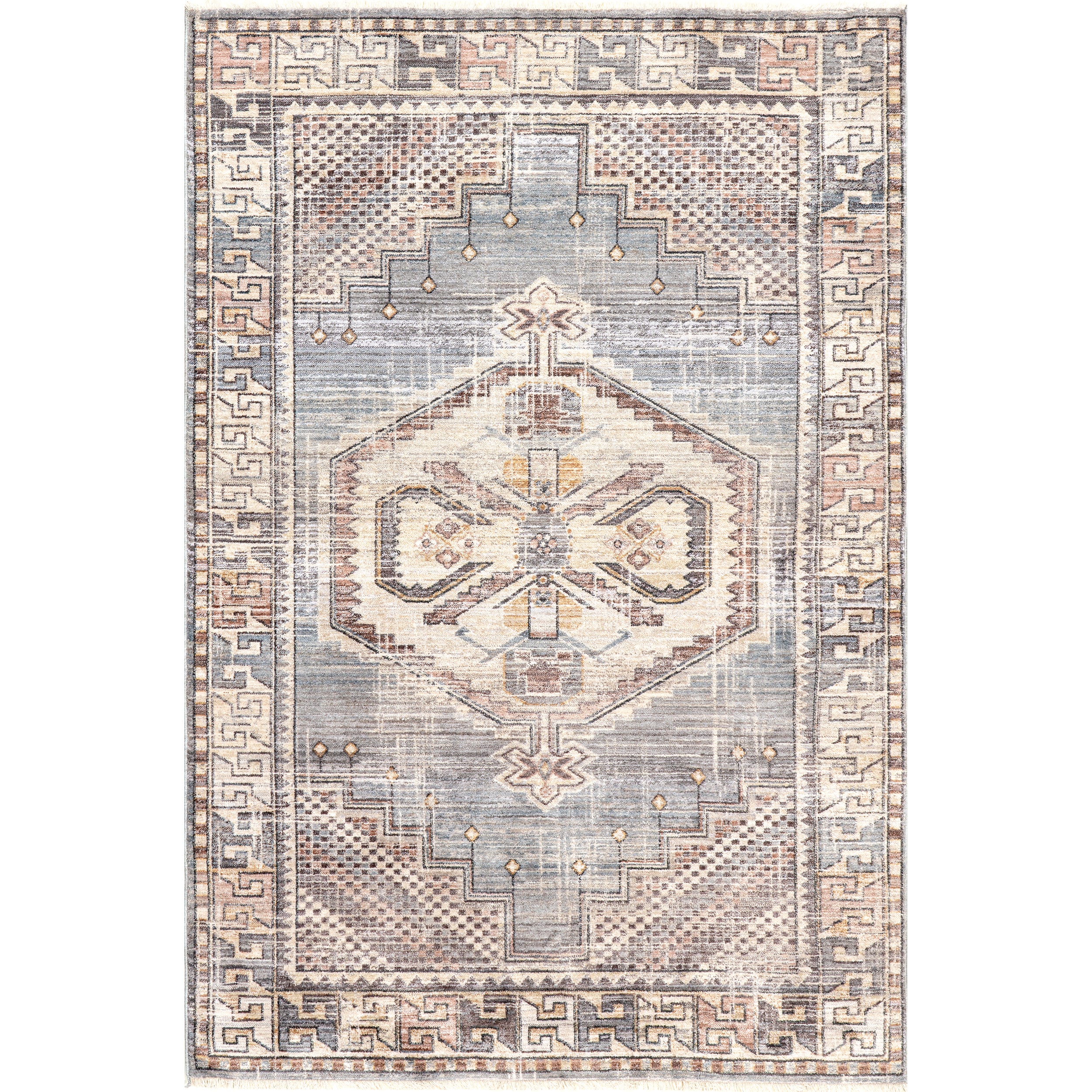 Zelie Traditional Medallion Fringe Area Rug