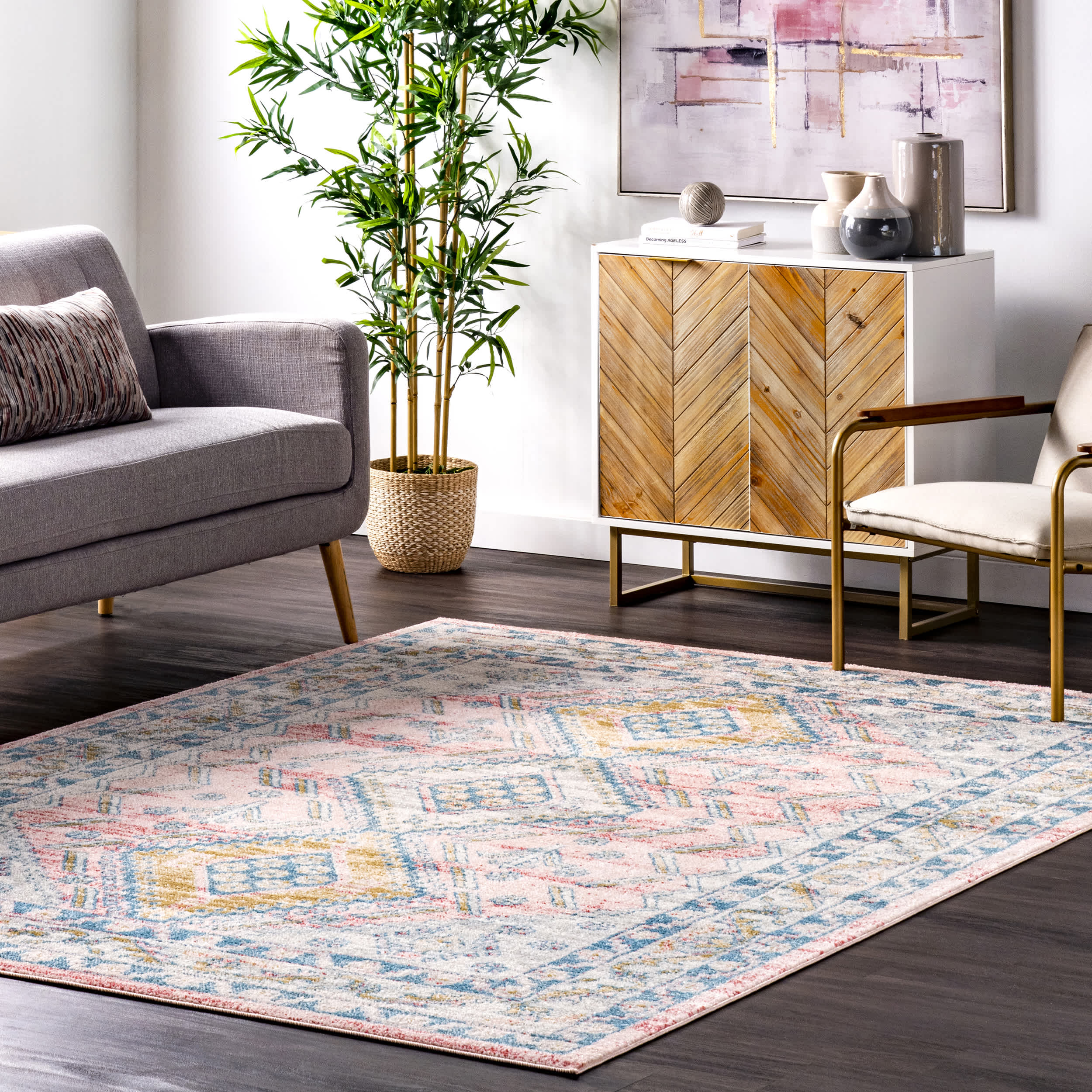 Louise Tribal Diamond Area Rug - Image 2
