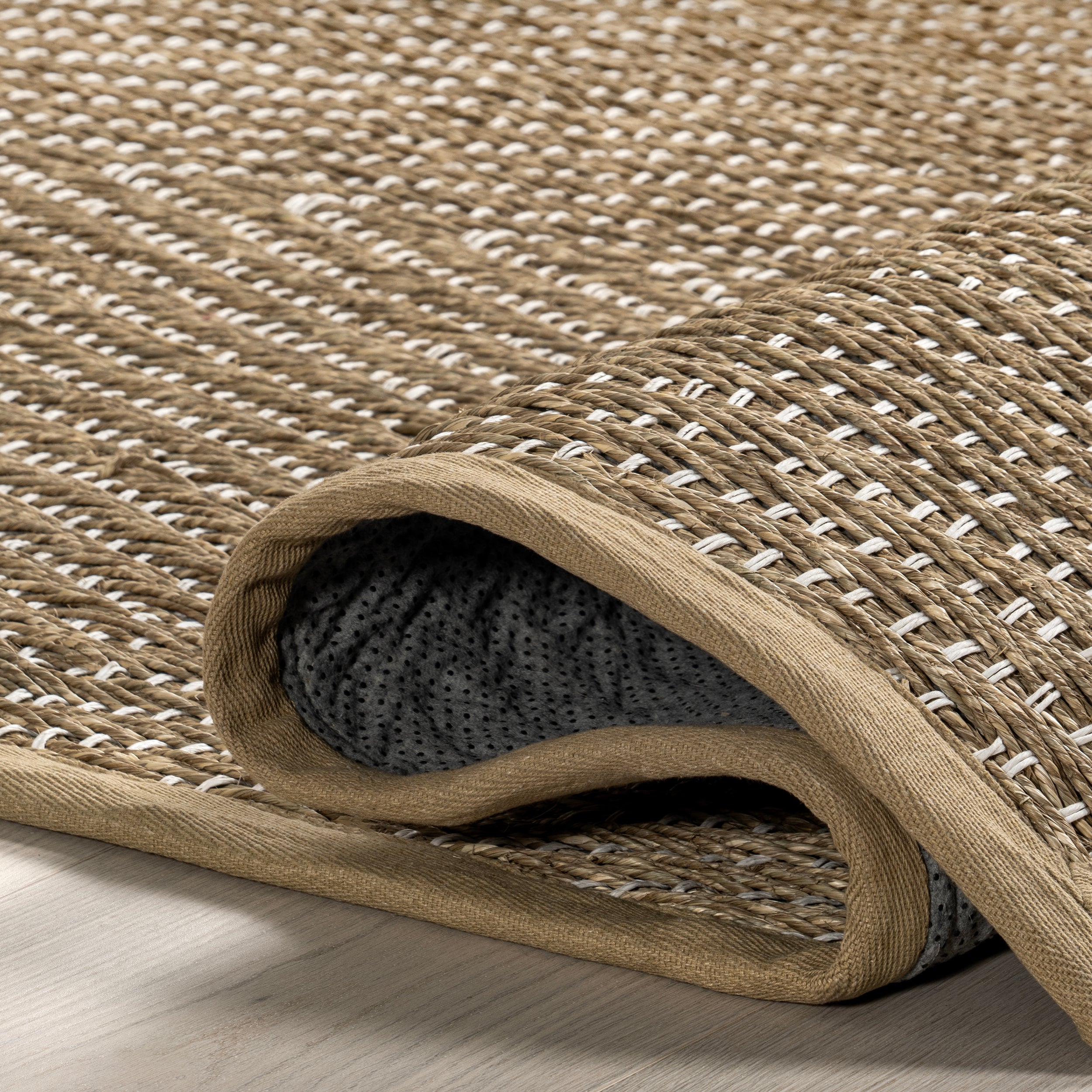 Meara Geometric Striped Seagrass Area Rug - Image 4