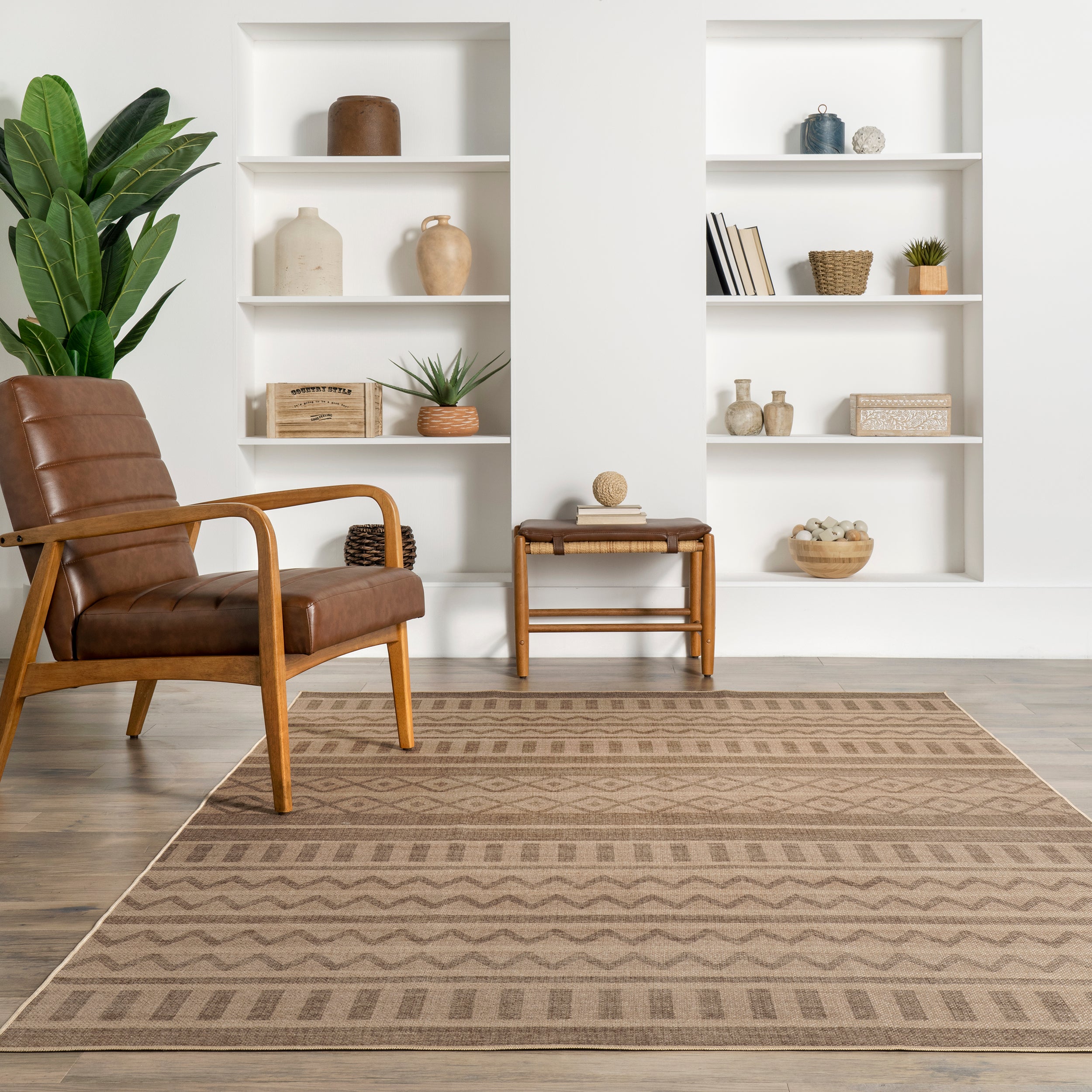Pattie Geometric Banded Easy-Jute Machine Washable Area Rug - Image 8