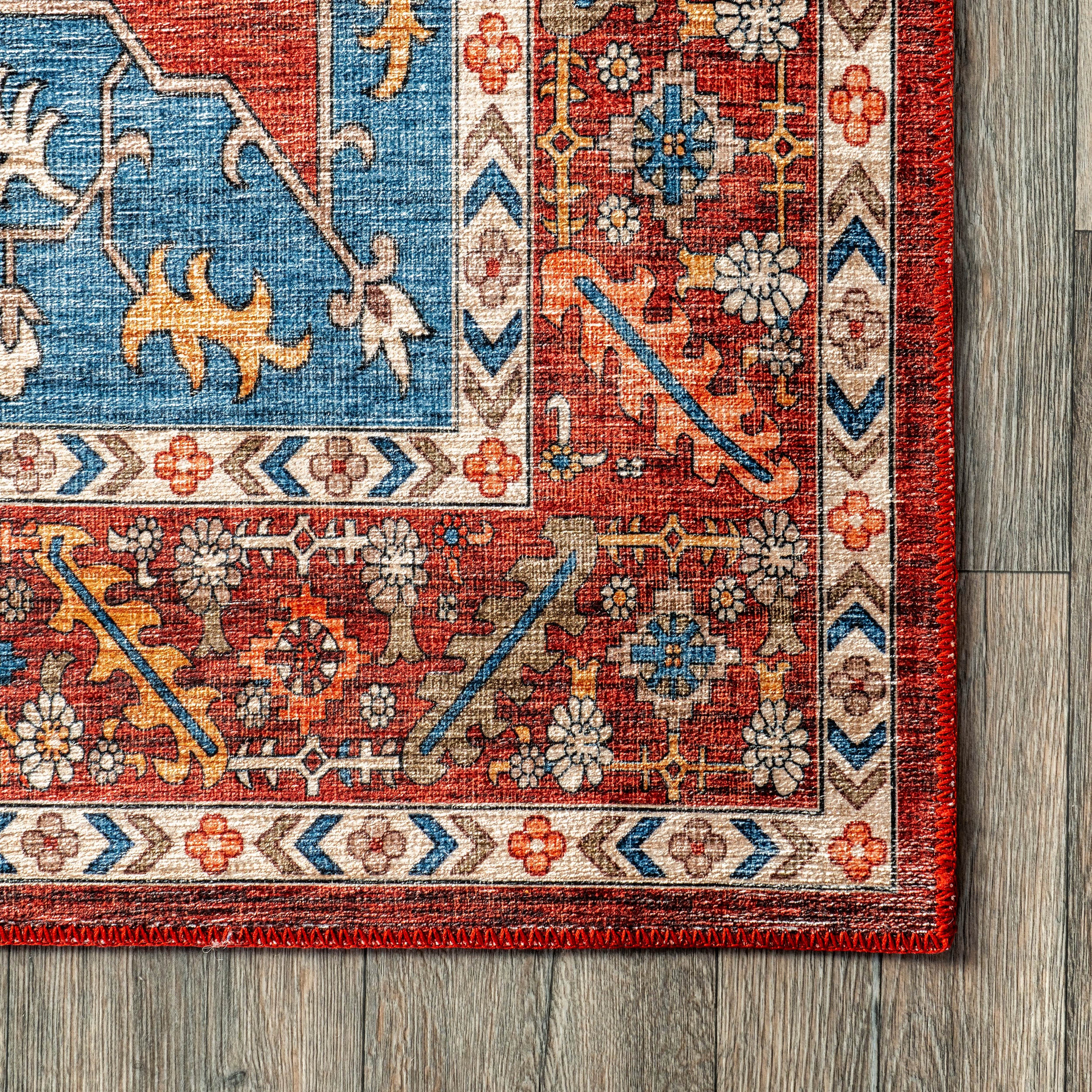 Hera Medallion Stain-Resistant Machine Washable Area Rug - Image 15