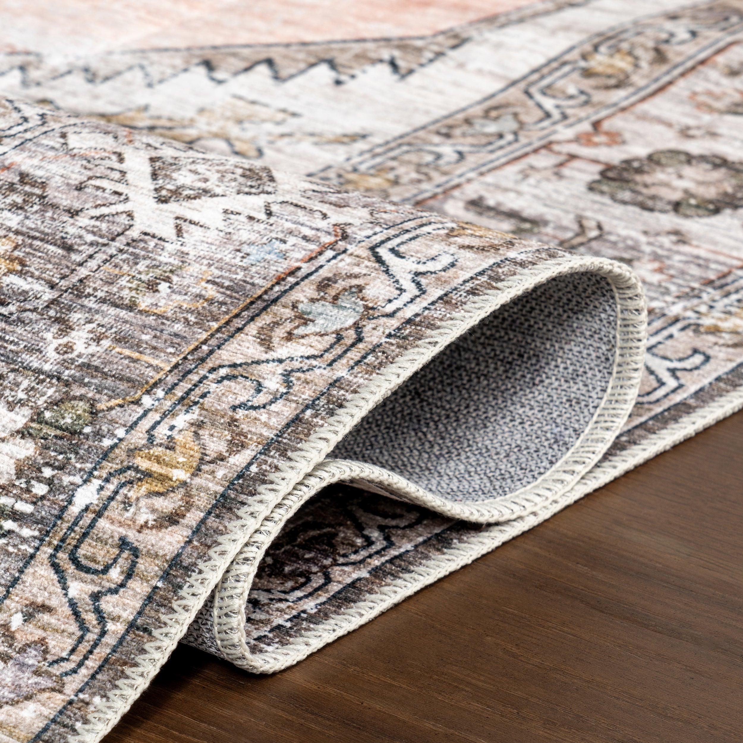 Sia SplashGuard Vintage Southwestern Machine Washable Area Rug - Image 4