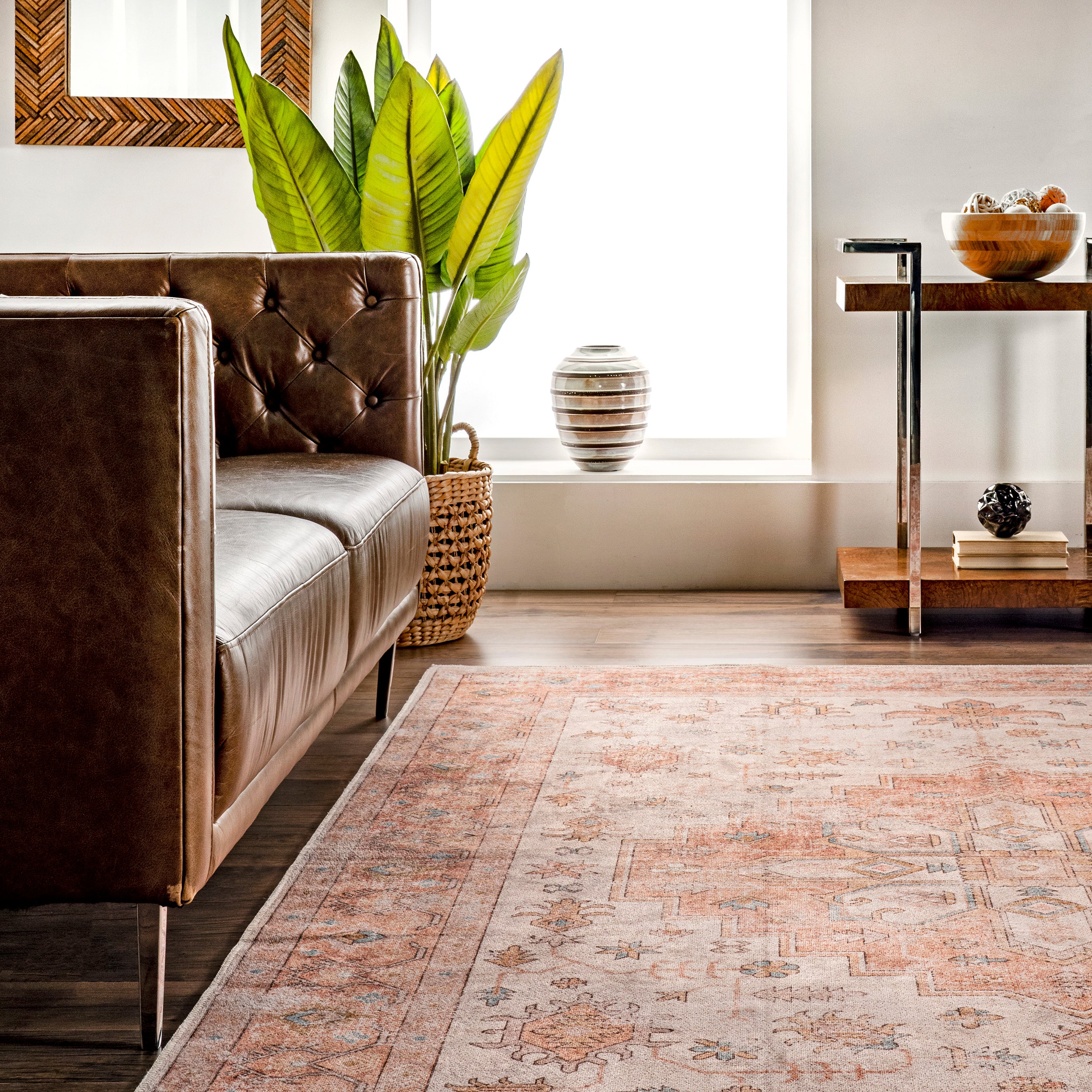 Dawson Machine Washable Distressed Medallion Area Rug - Image 8