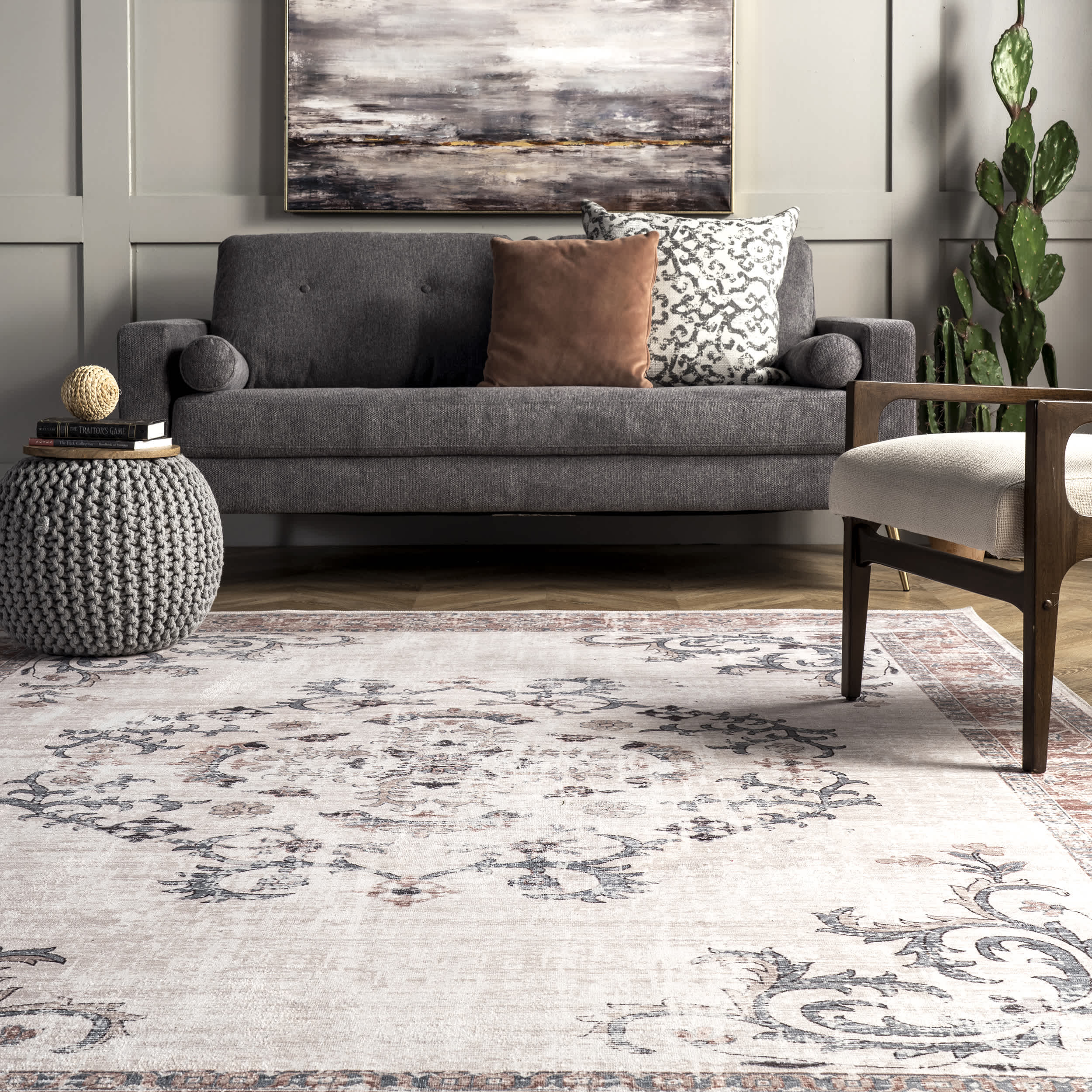 Layna Machine Washable Distressed Vintage Area Rug - Image 8