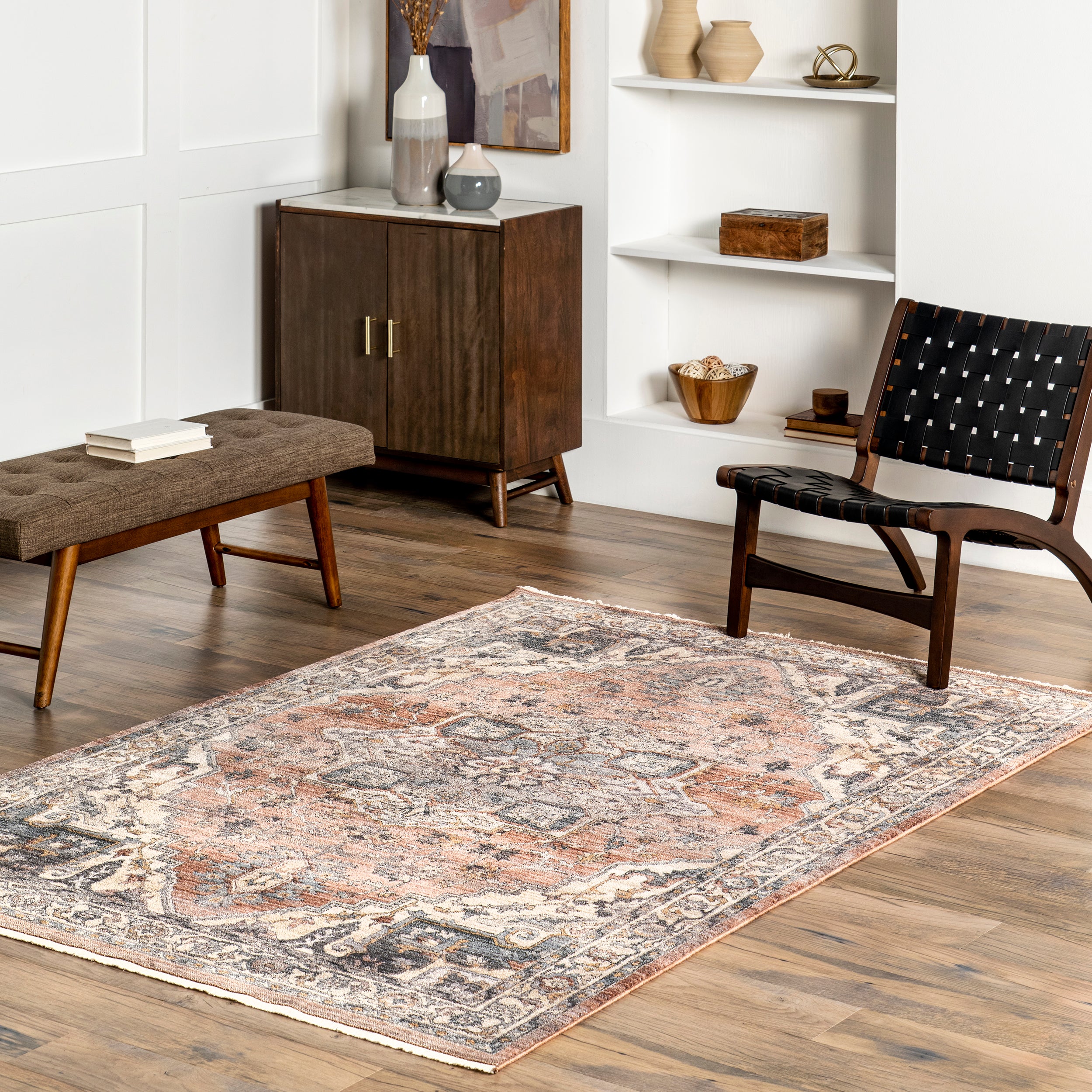 Faded Medallion Fringe Area Rug - Image 2
