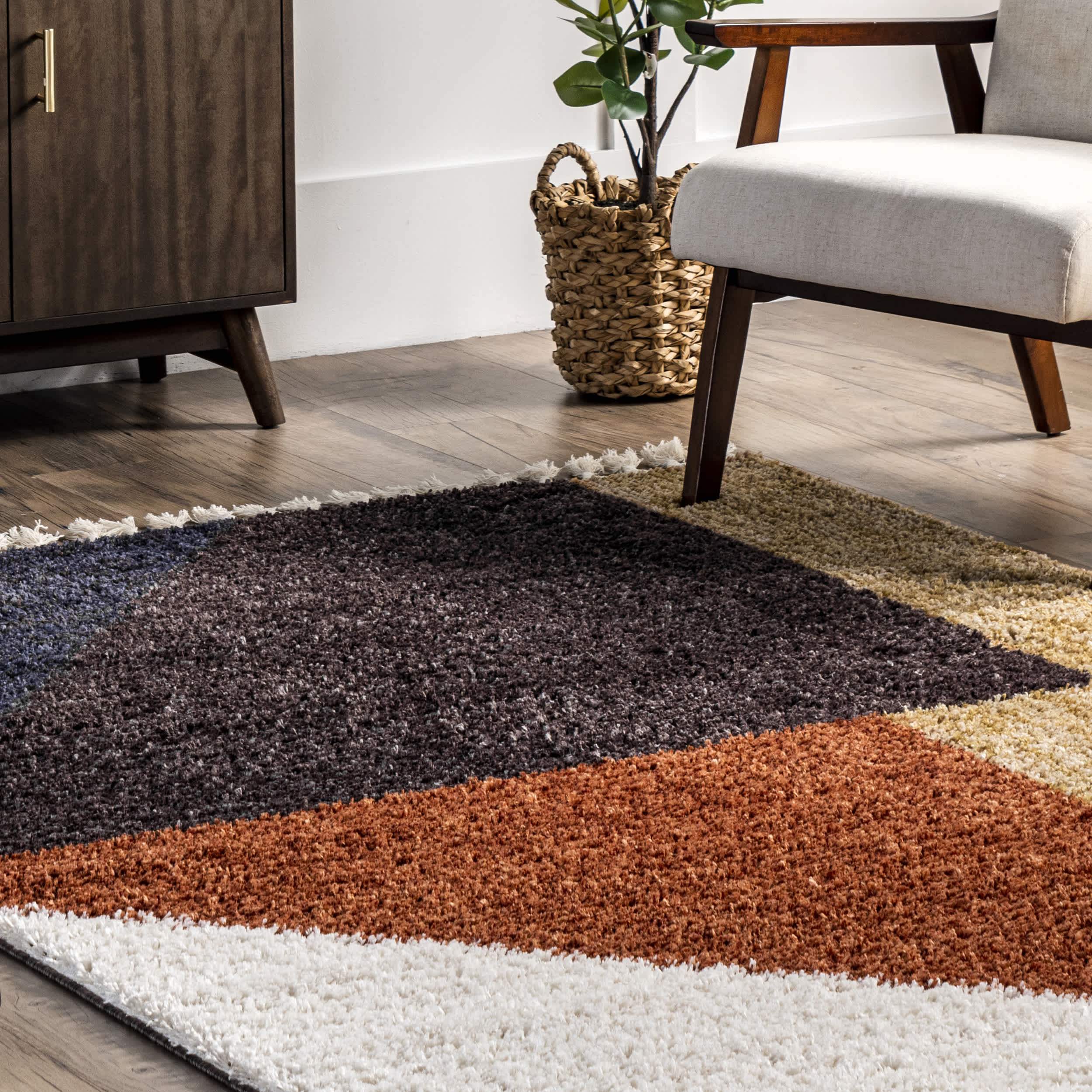 Kaylie Shaggy Modern Geometric Tassel Area Rug - Image 9