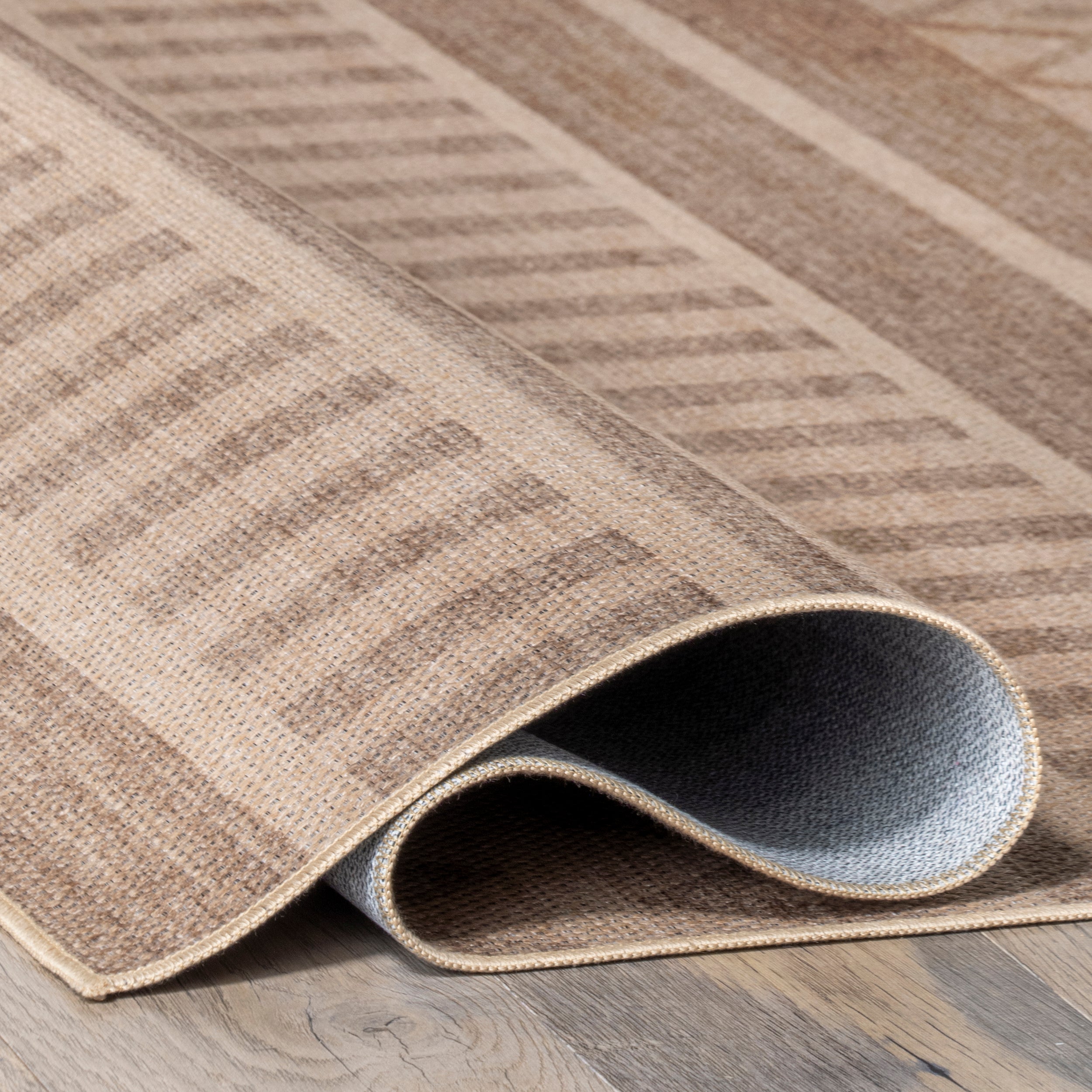 Pattie Geometric Banded Easy-Jute Machine Washable Area Rug - Image 4