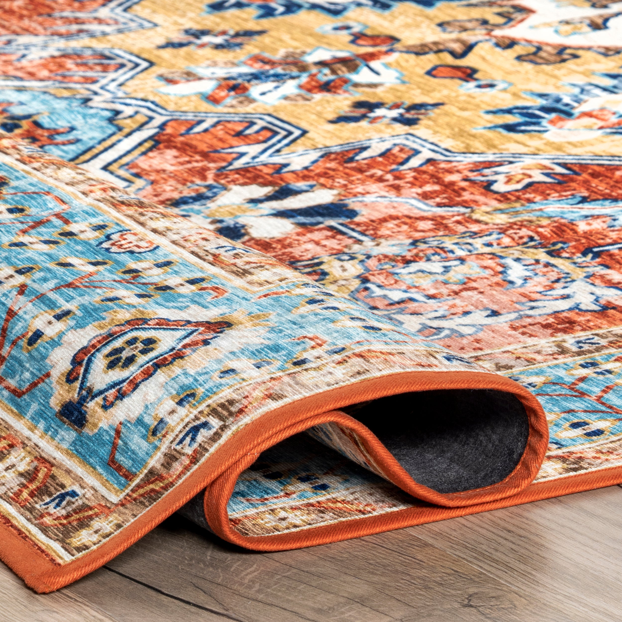 Edina Traditional Faded Machine Washable Area Rug - Image 4