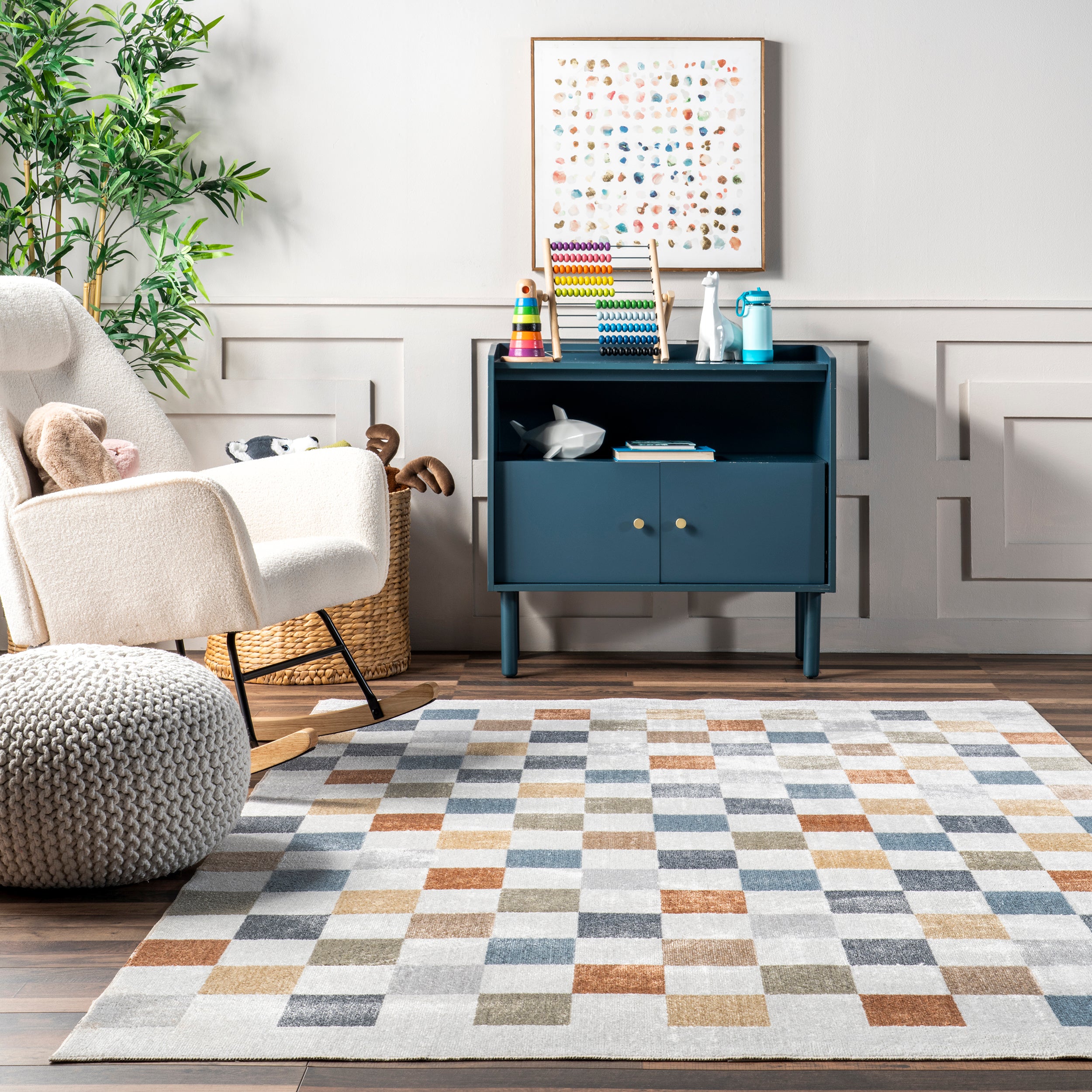 Naya Checkered Machine Washable Area Rug - Image 8