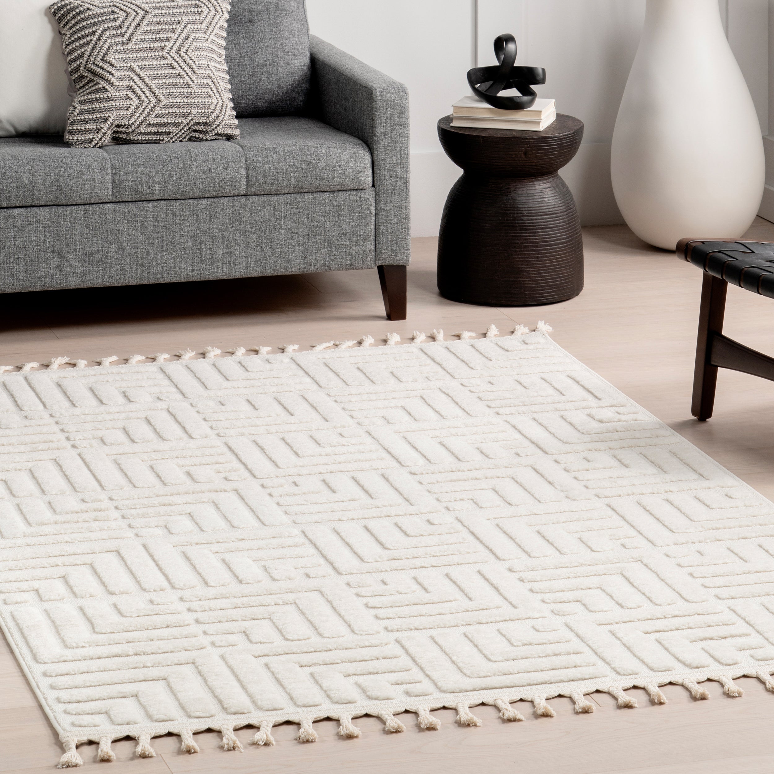 Kerensa Geometric Maze Tasseled Area Rug - Image 9