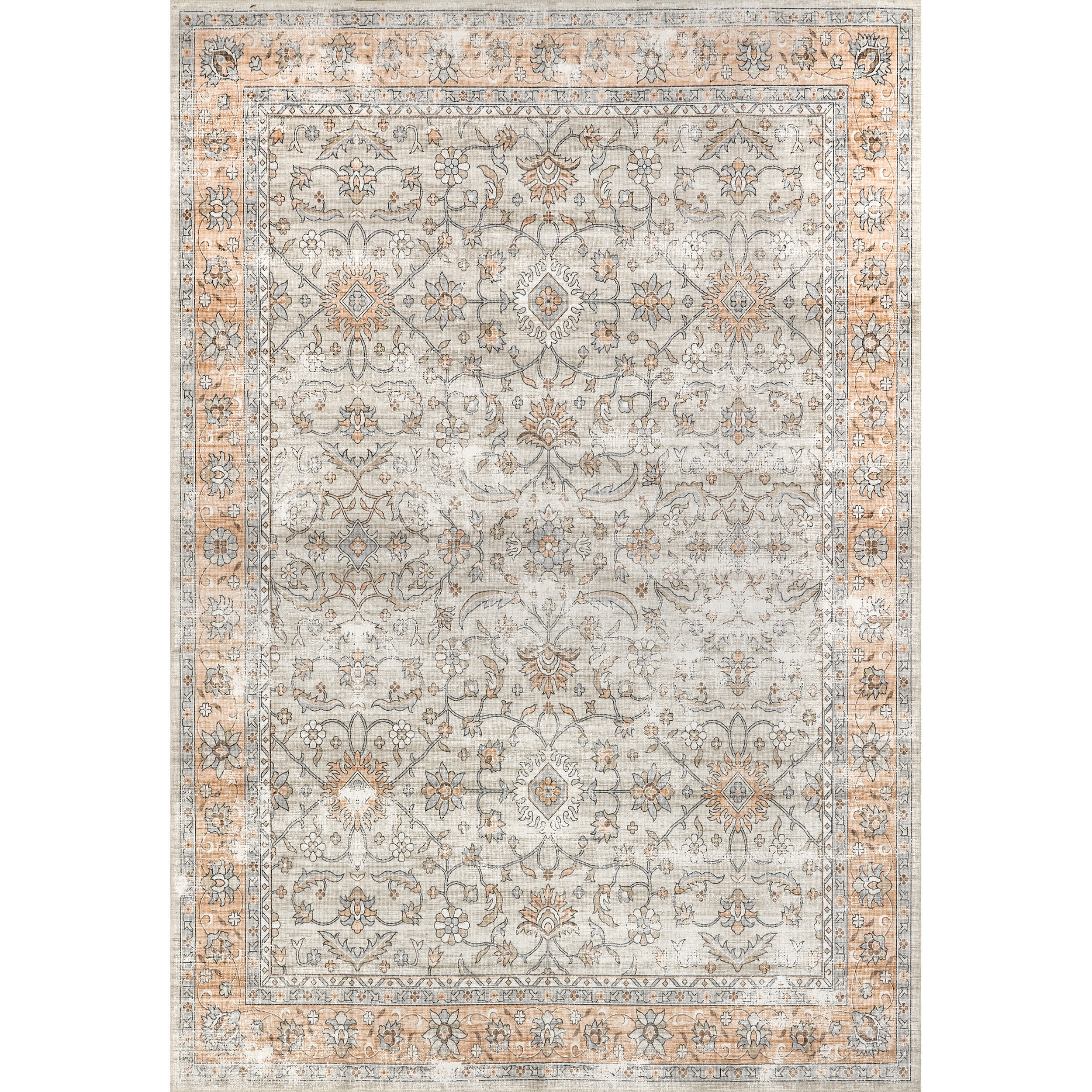 Marlena Faded Floral Machine Washable Area Rug