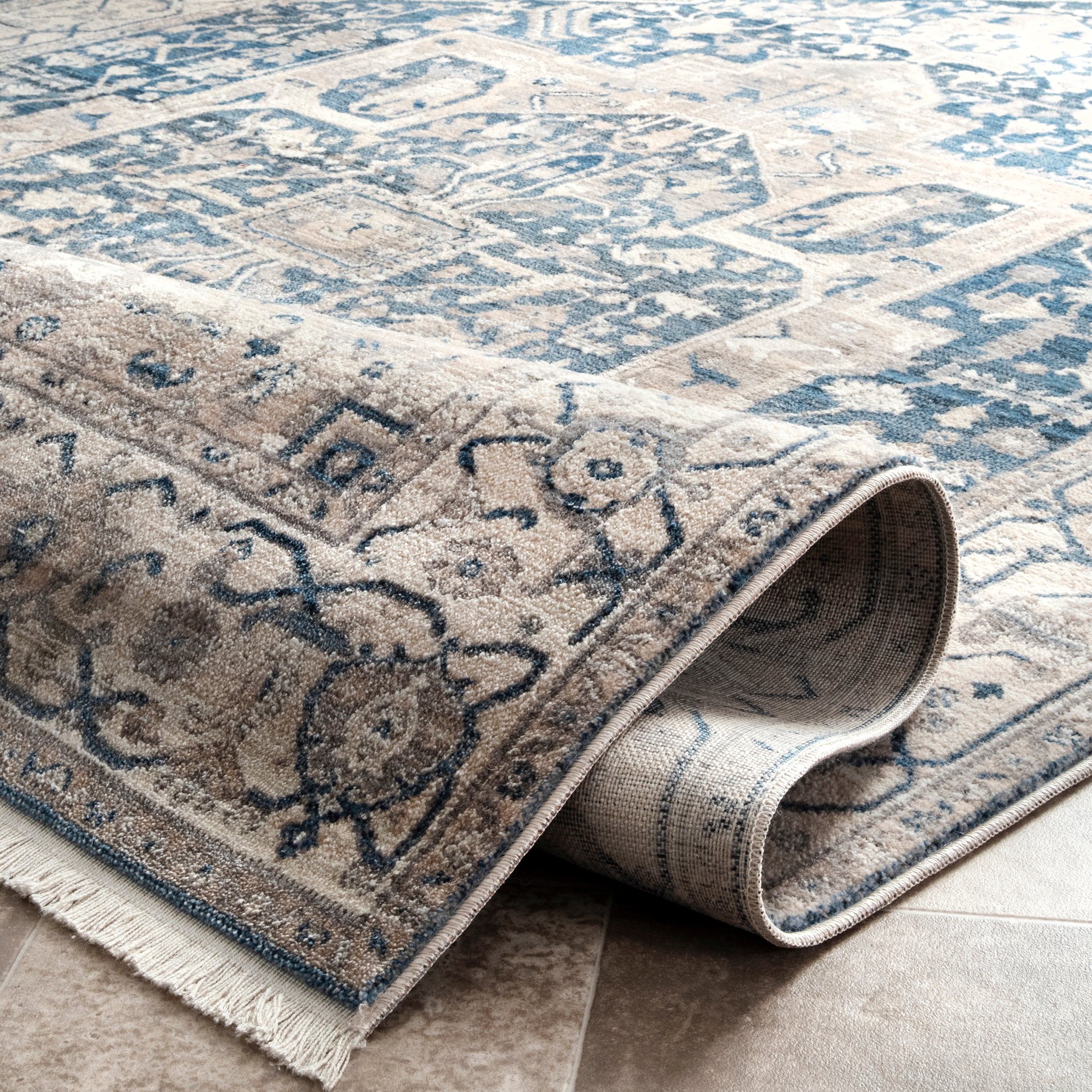 Harriet Vintage Medallion Fringe Area Rug - Image 3