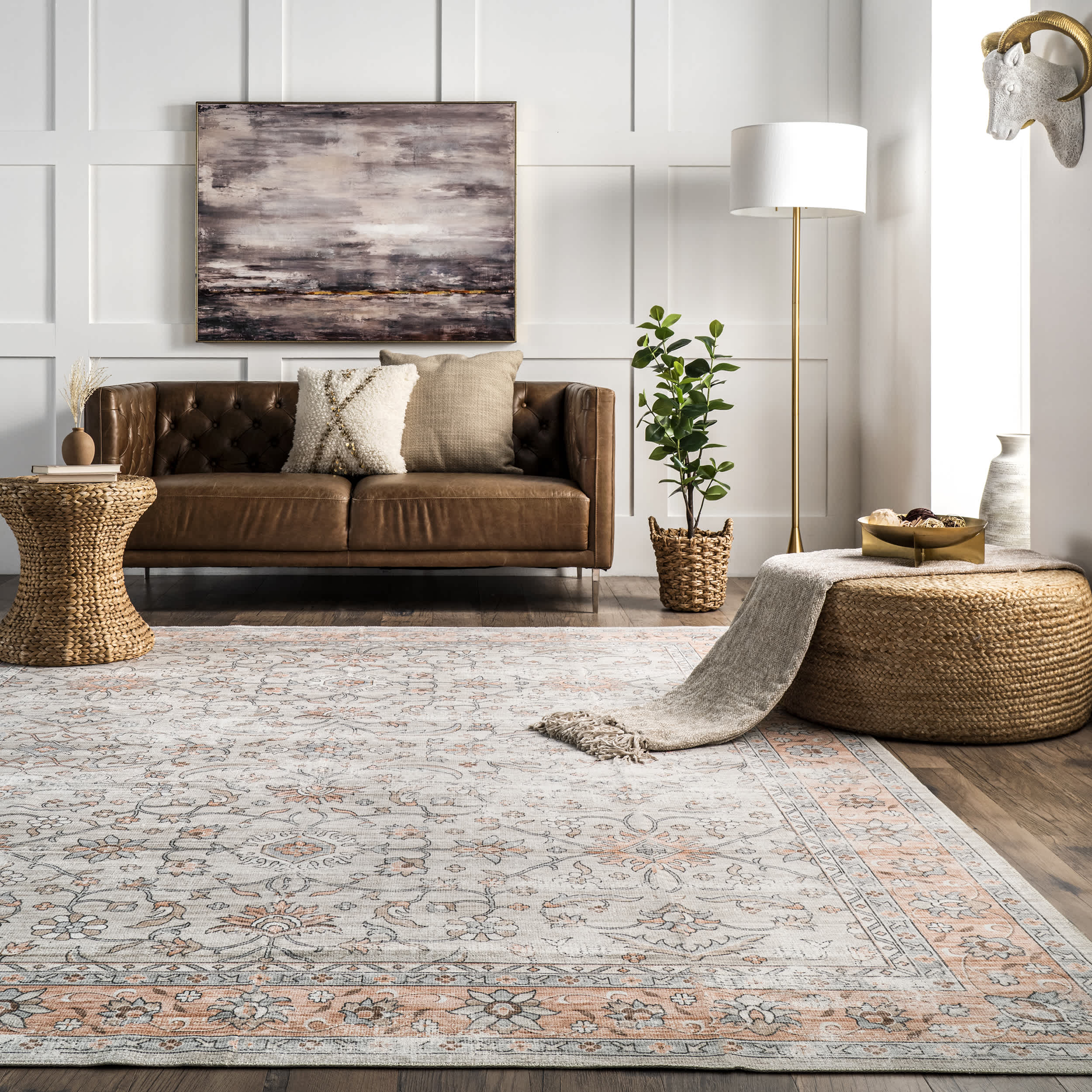 Marlena Faded Floral Machine Washable Area Rug - Image 8