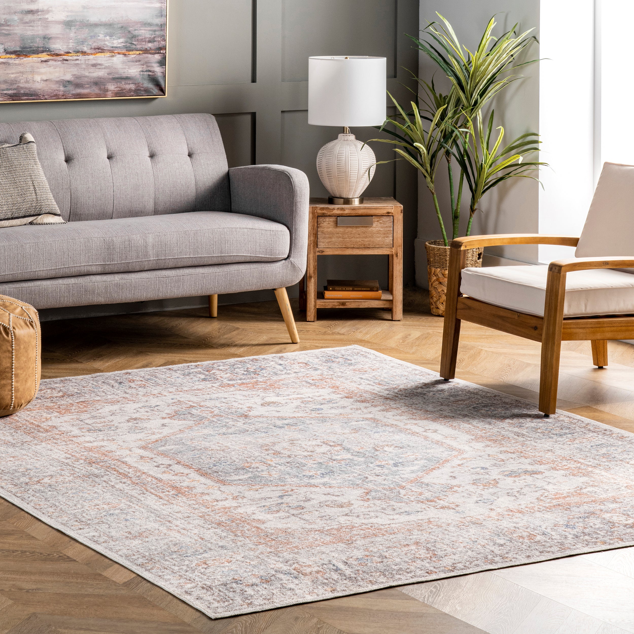 Jacquie Machine Washable Vintage Floral Area Rug - Image 15