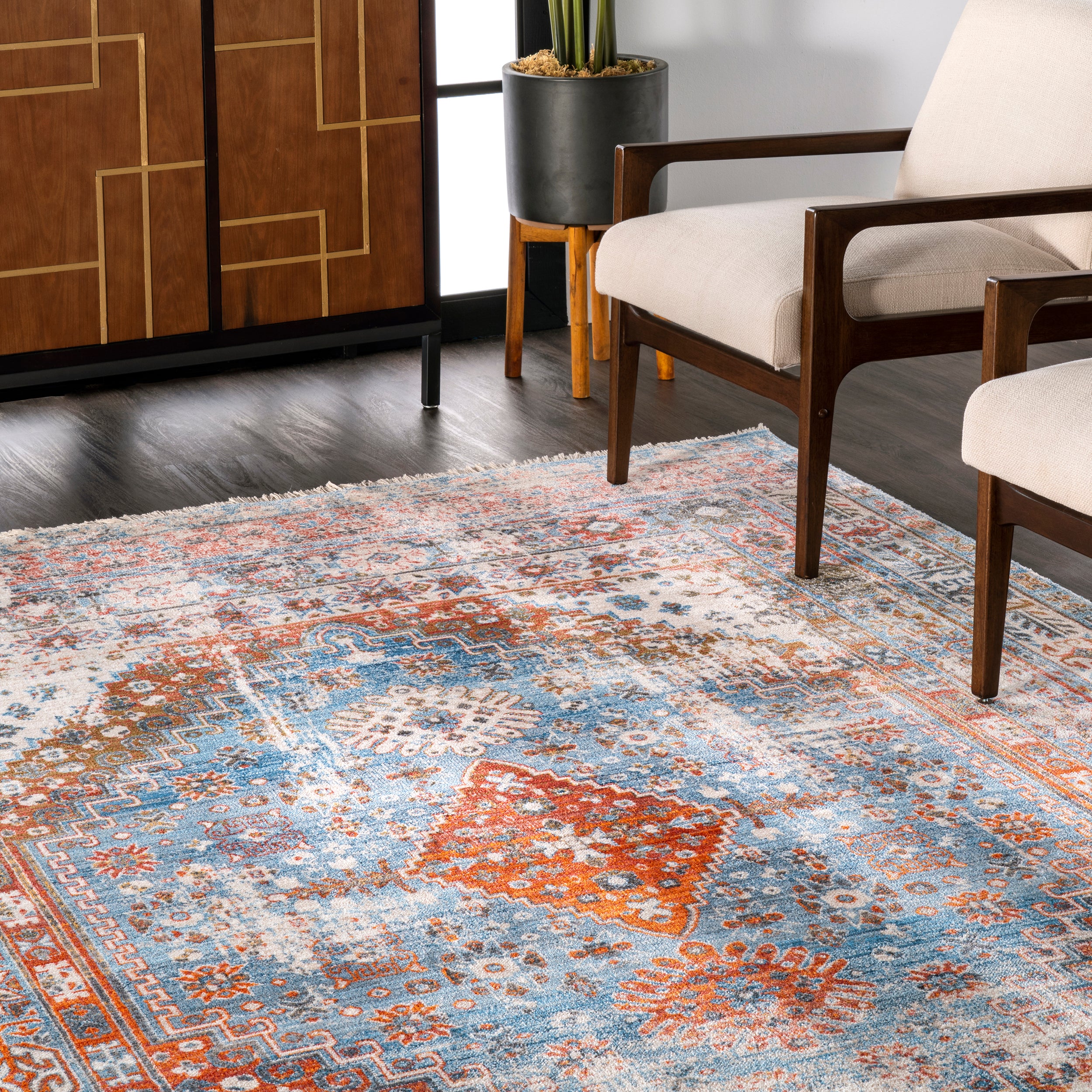 Farley Medallion Fringe Area Rug - Image 9