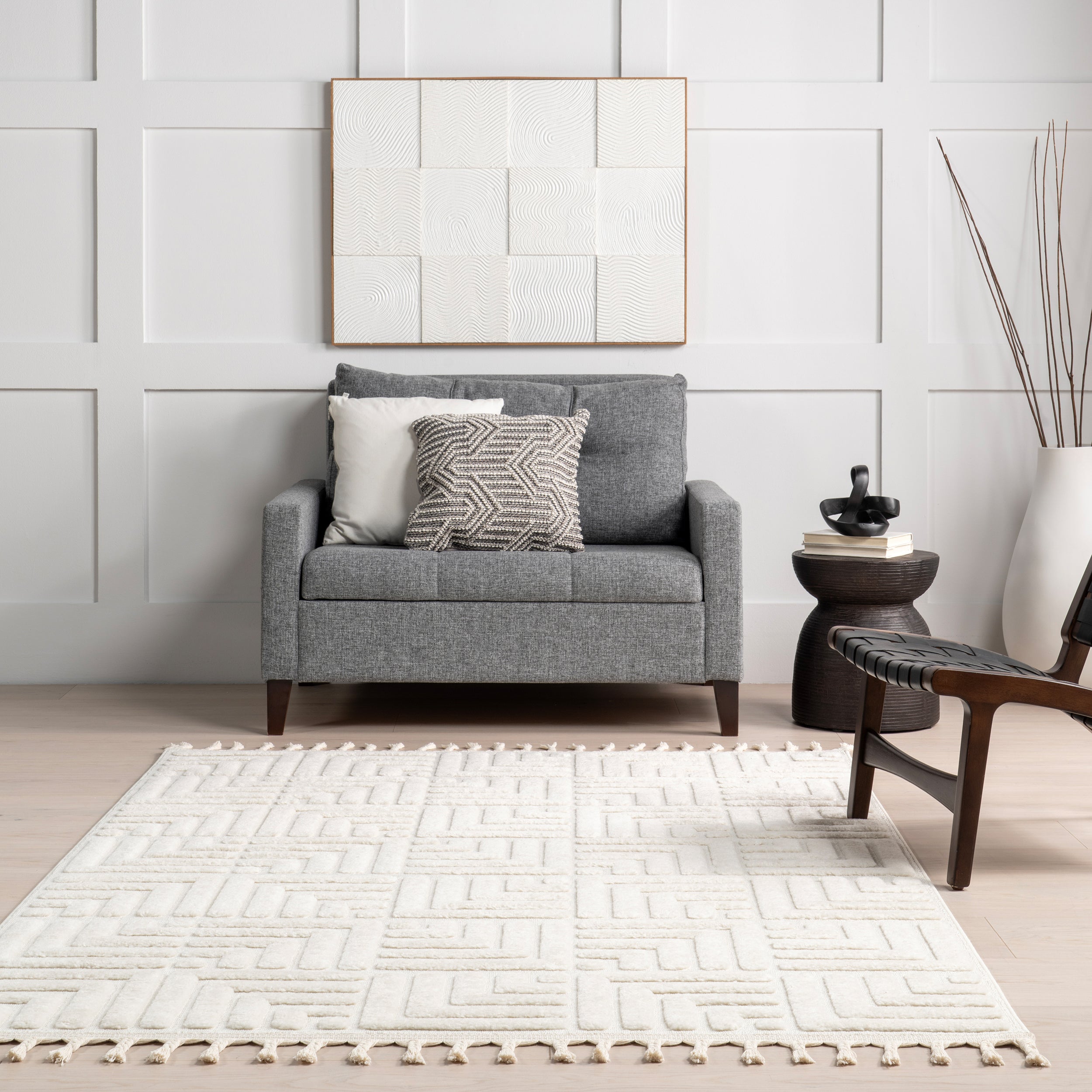 Kerensa Geometric Maze Tasseled Area Rug - Image 8