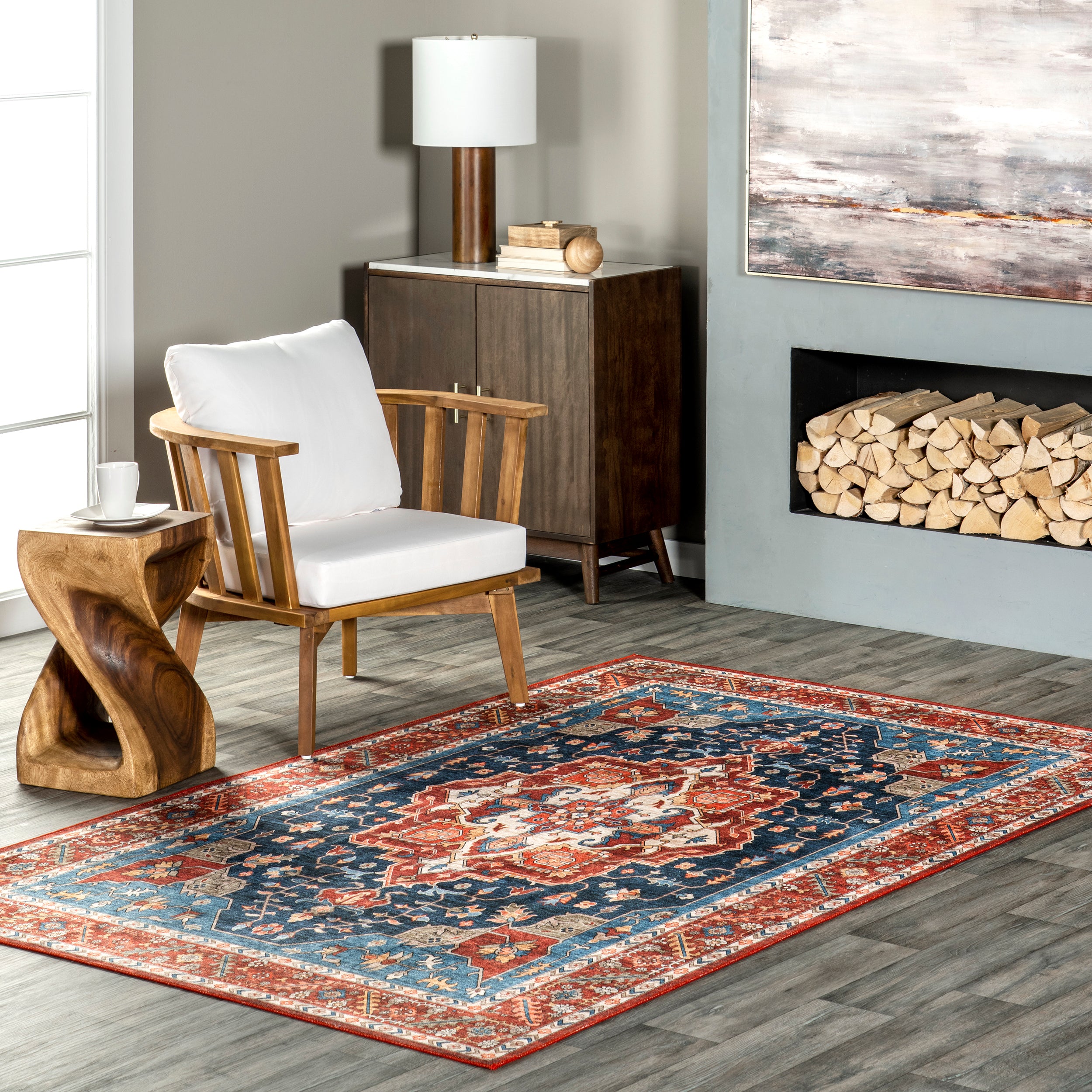 Hera Medallion Stain-Resistant Machine Washable Area Rug - Image 12