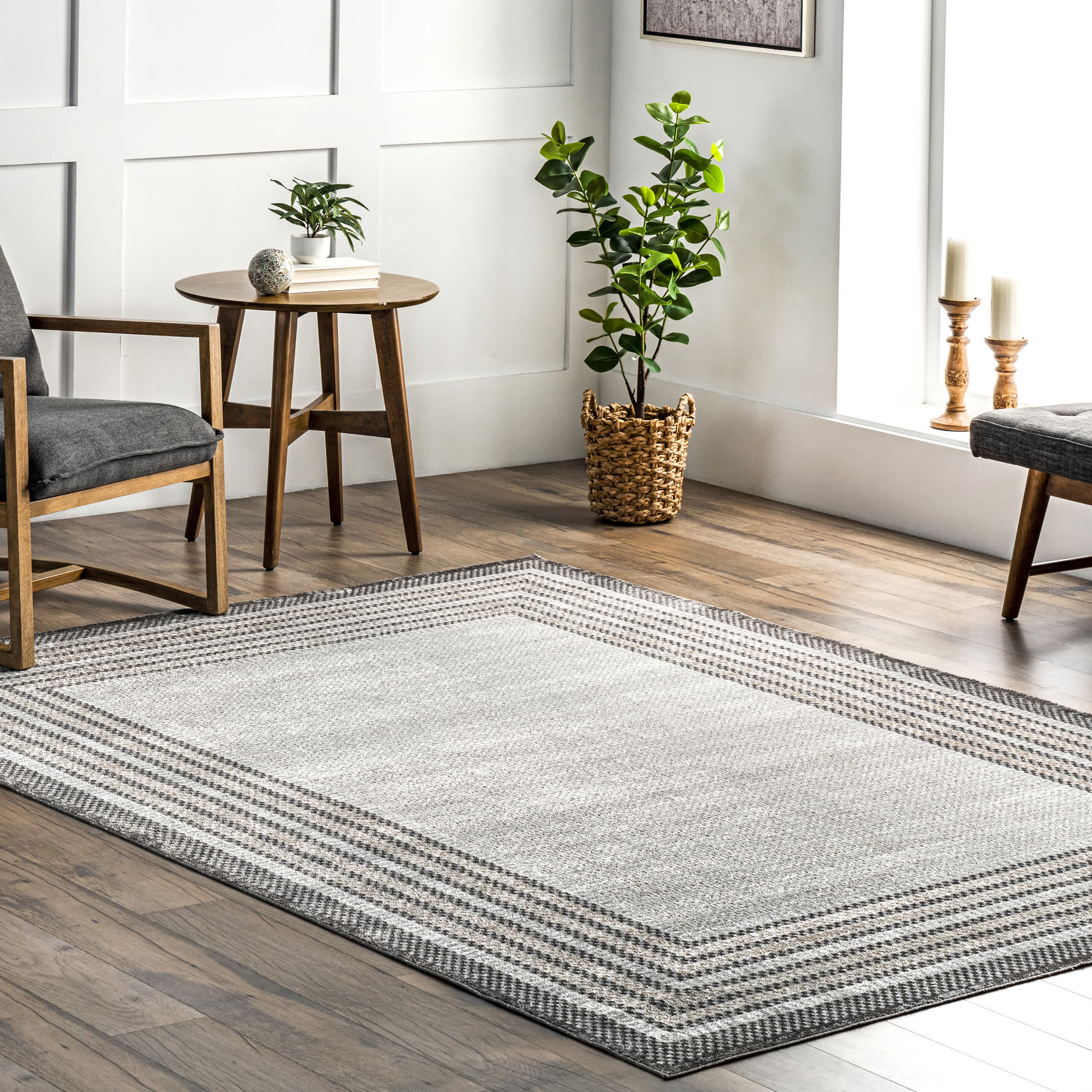 Anya Washable Bordered Area Rug - Image 2