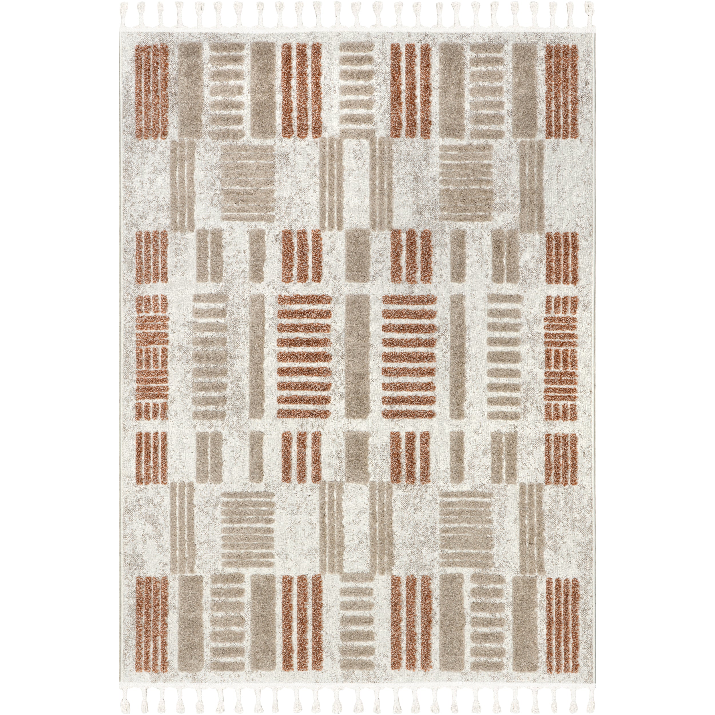Nimah Geometric High-Low Tasseled Area Rug